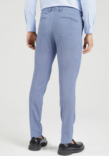 Textured Slim Fit Trousers with Button Closure and Pockets-Pants-image-3