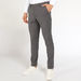 Textured Slim Fit Trousers with Button Closure and Pockets-Pants-thumbnail-0