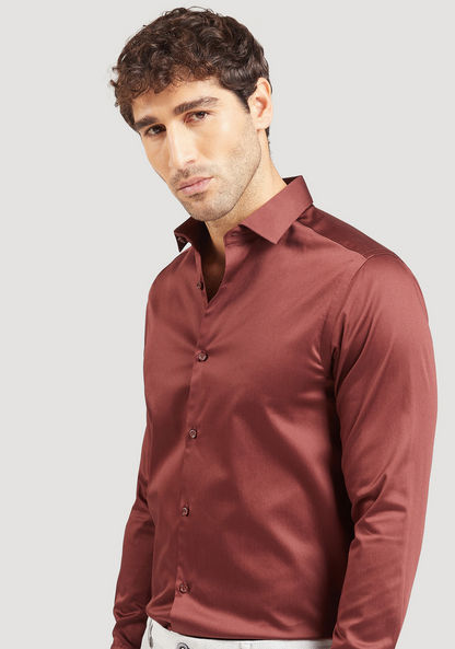 Solid Formal Shirt with Long Sleeves and Button Closure-Shirts-image-0