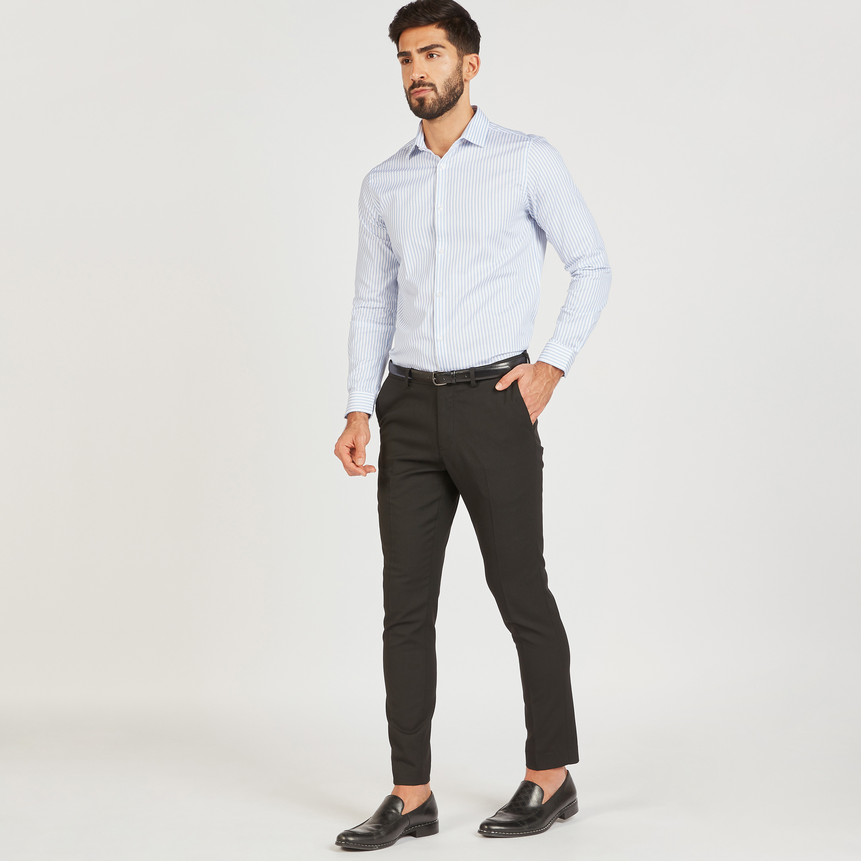 قميص مقلّم بأكمام طويلة وأزرار إغلاق-men-clothing-shirts-image-2