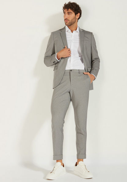 Solid Slim Fit Trousers with Button Closure and Pockets-Pants-image-1
