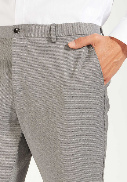 Solid Slim Fit Trousers with Button Closure and Pockets-Pants-image-2