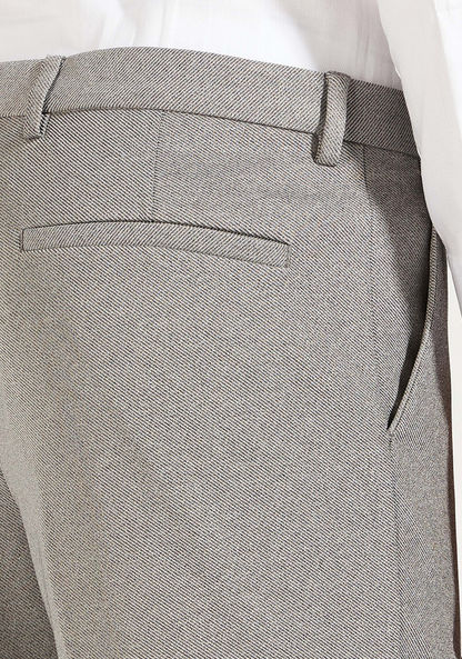 Solid Slim Fit Trousers with Button Closure and Pockets-Pants-image-4