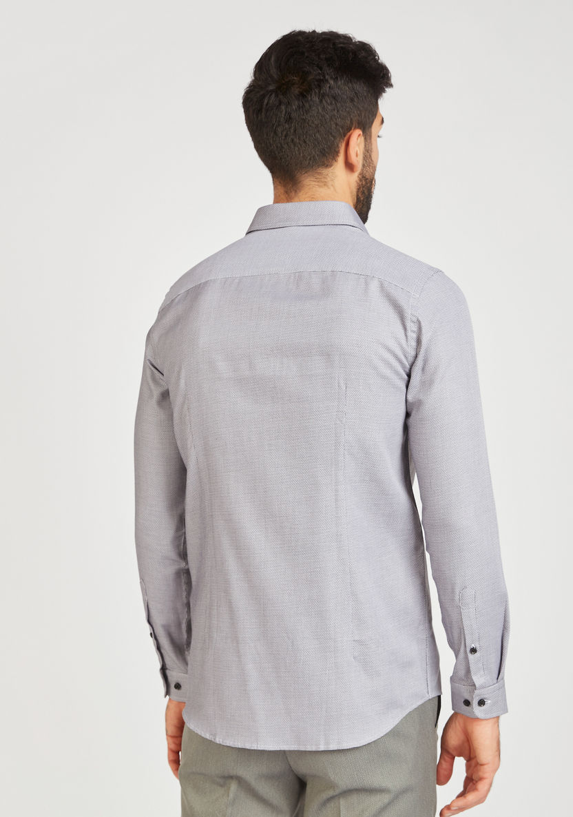 Textured Shirt with Long Sleeves and Button Closure-Shirts-image-3