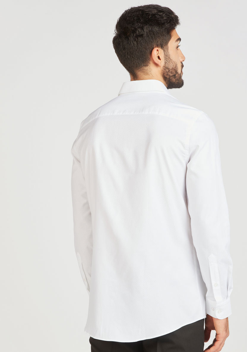 Textured Long Sleeve Shirt with Button Closure and Pocket-Shirts-image-3