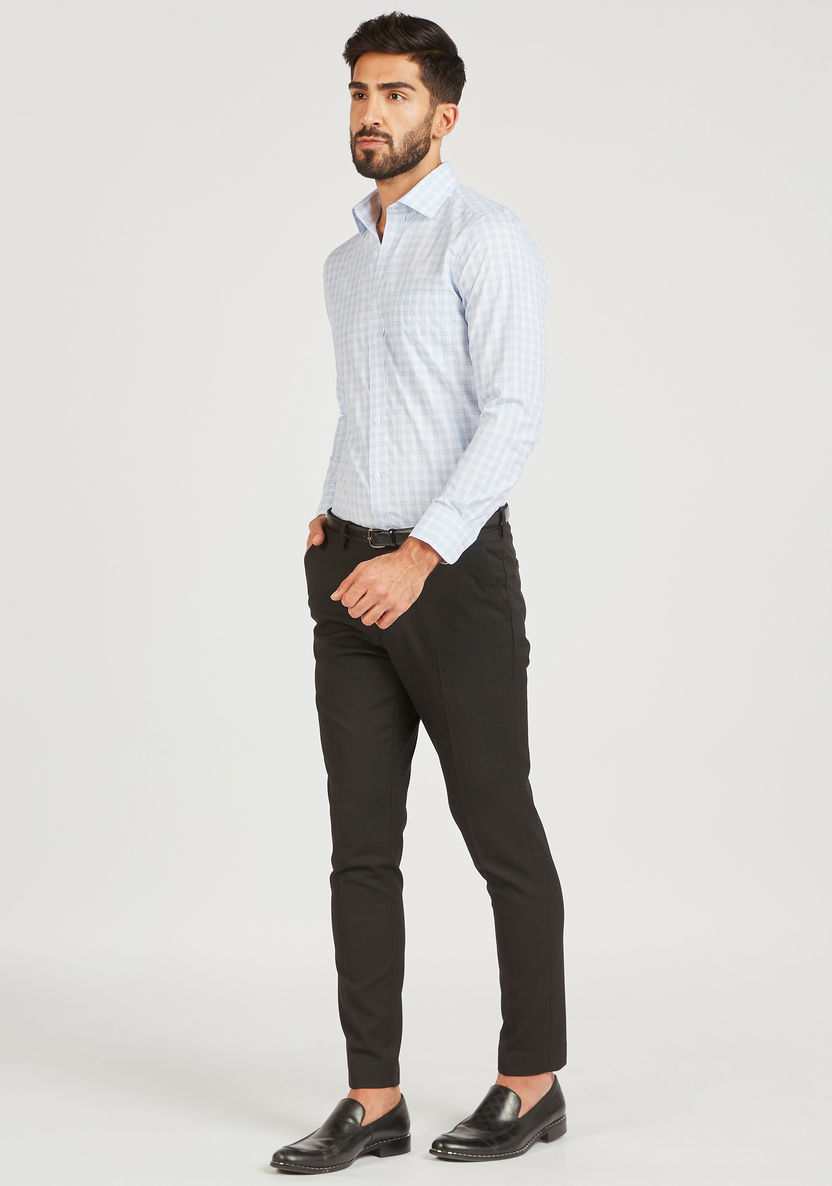 Checked Long Sleeve Shirt with Button Closure and Pocket-Shirts-image-1