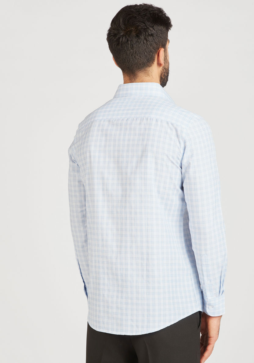 Checked Long Sleeve Shirt with Button Closure and Pocket-Shirts-image-2