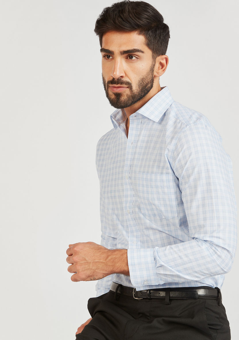 Checked Long Sleeve Shirt with Button Closure and Pocket-Shirts-image-4