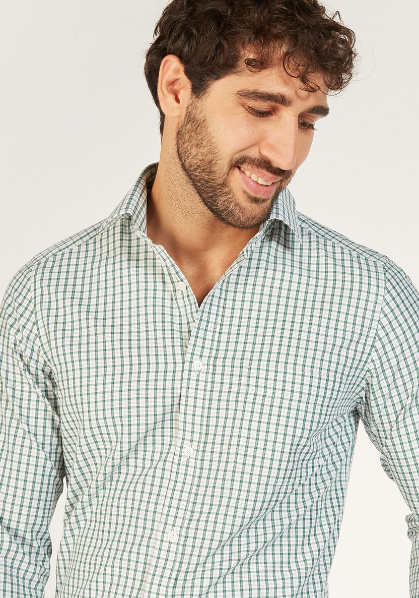 Checked Long Sleeve Shirt with Button Closure and Pocket-Shirts-image-2