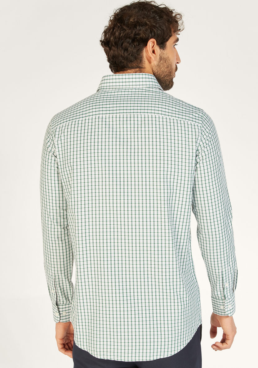 Checked Long Sleeve Shirt with Button Closure and Pocket-Shirts-image-3