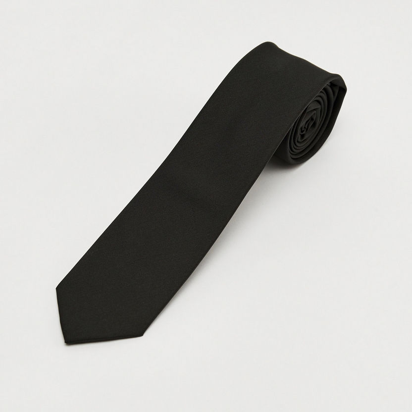 Solid Necktie with Keeper Loop-Ties & Pocket Squares-image-0