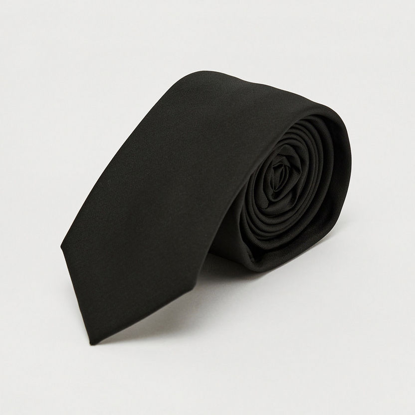 Solid Necktie with Keeper Loop-Ties & Pocket Squares-image-3