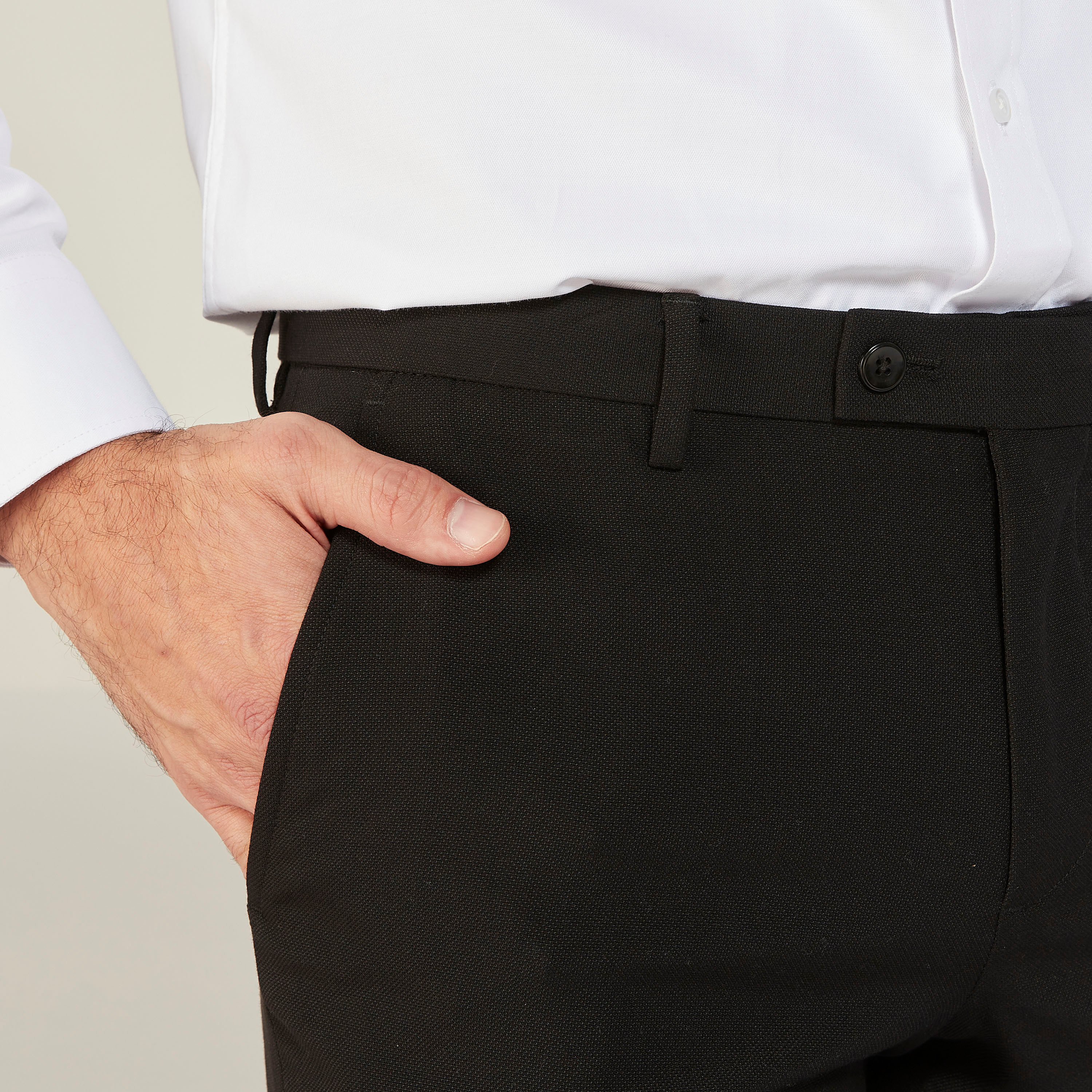 بنطلون رسمي سادة بزر إغلاق وجيوب-men-clothing-bottoms-trousersandchinos-trousers-image-3