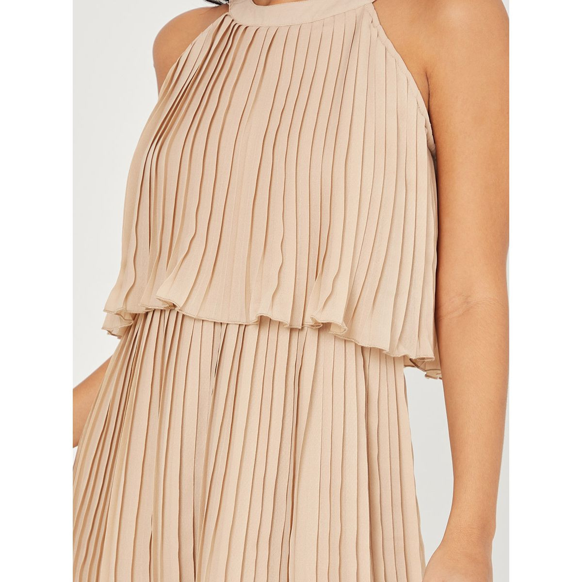 Styli Sleeveless Halter Neck Pleated A-Line Midi Dress-women-clothing-dresses-image-3
