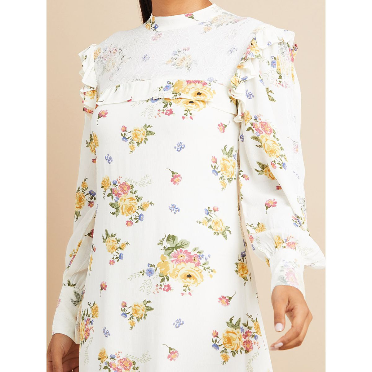 فستان مطبع بزهور وبتداخلات دانتيل-women-clothing-dresses-image-3