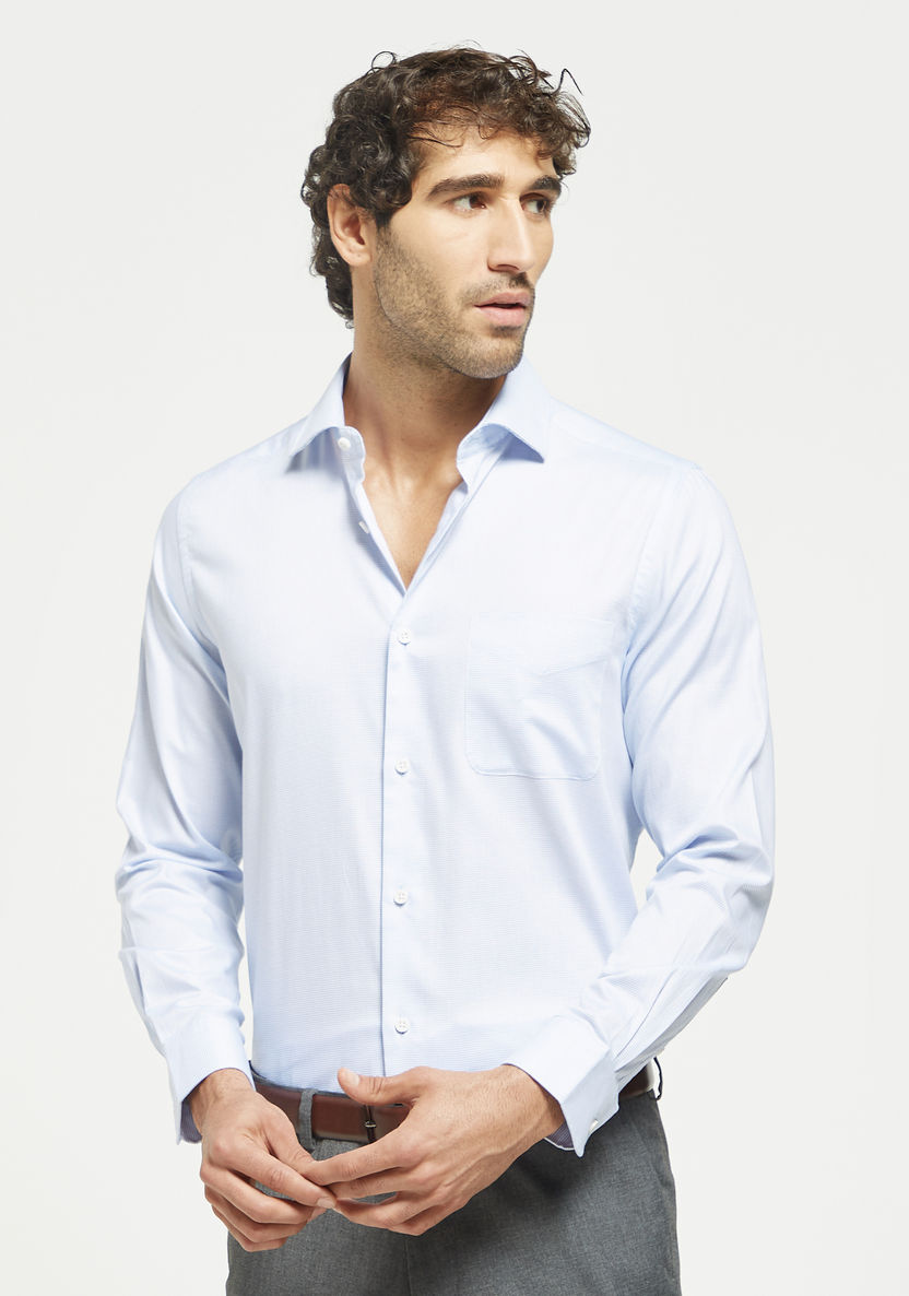 Buy Textured Collar Shirt with Long Sleeves and Button Closure | Splash UAE