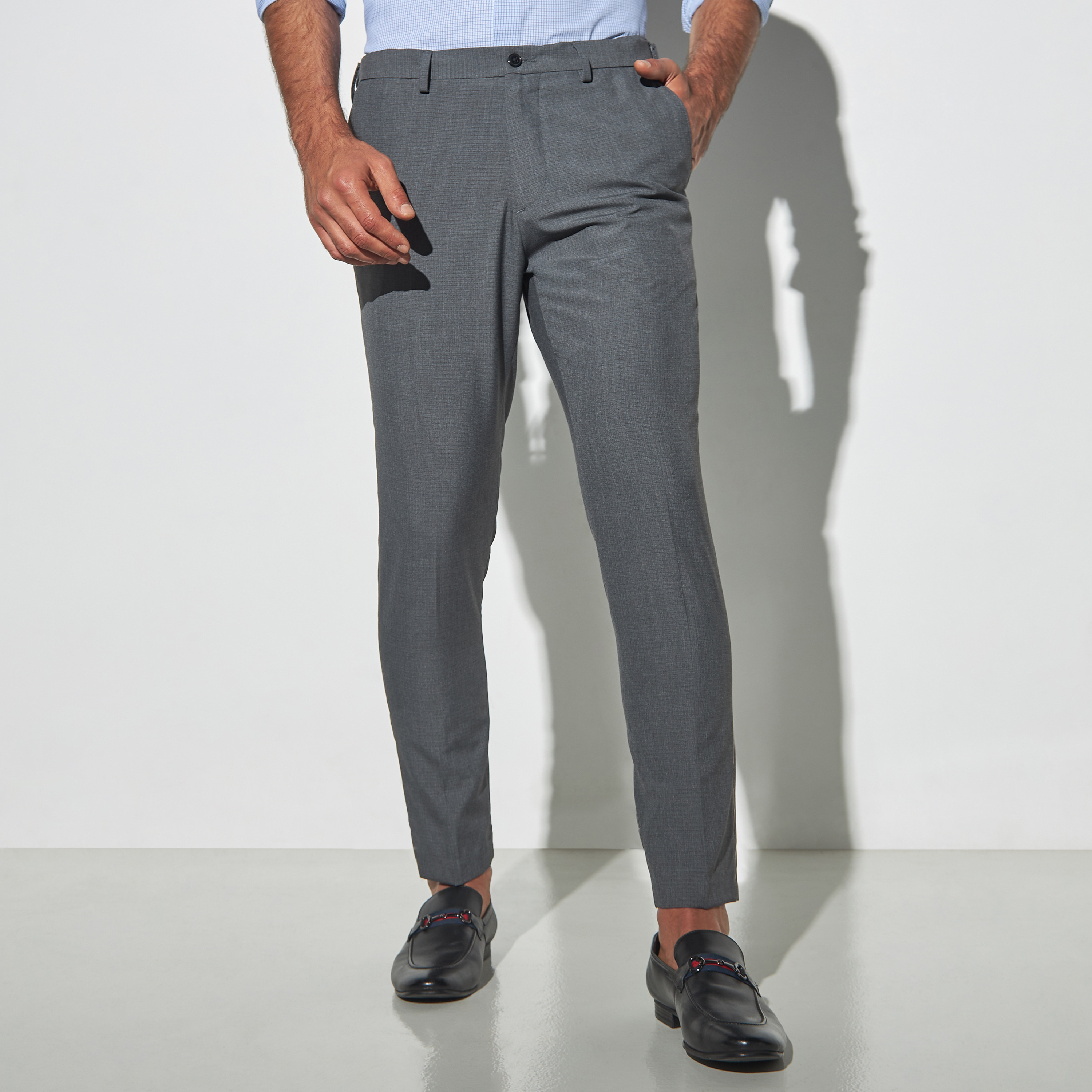Stylish Viscose Striped Full Length Flat Front Formal Trouser For Men