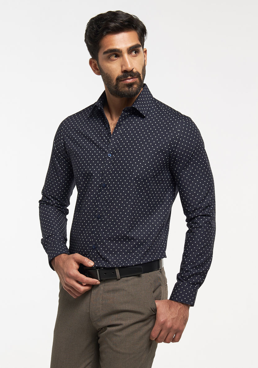 Buy Men's All-Over Print Shirt with Spread Collar and Long Sleeves ...