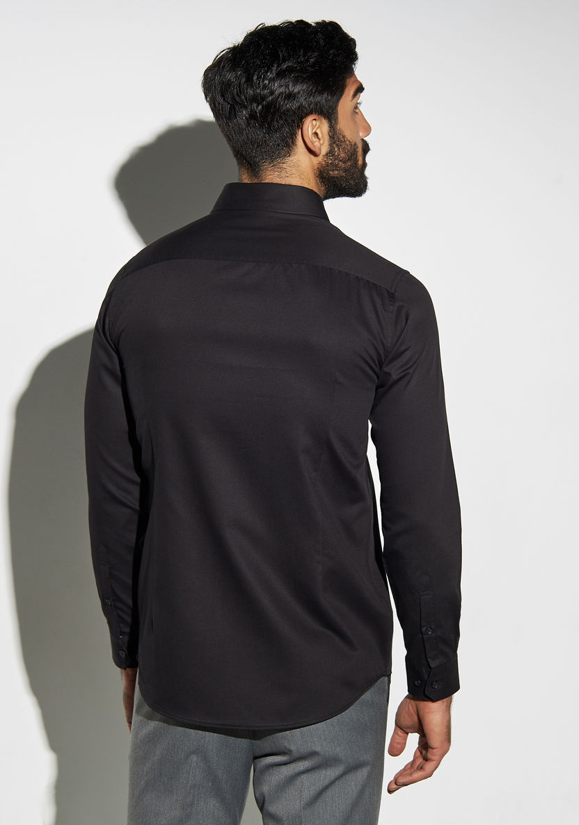 Buy Solid Dobby Shirt with Long Sleeves and Pocket | Splash UAE