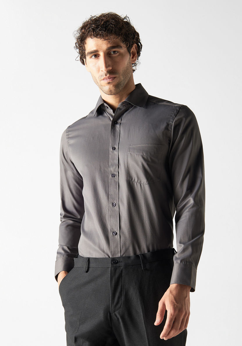 Buy Men's Solid Easy Iron Shirt with Chest Pocket and Long Sleeves ...