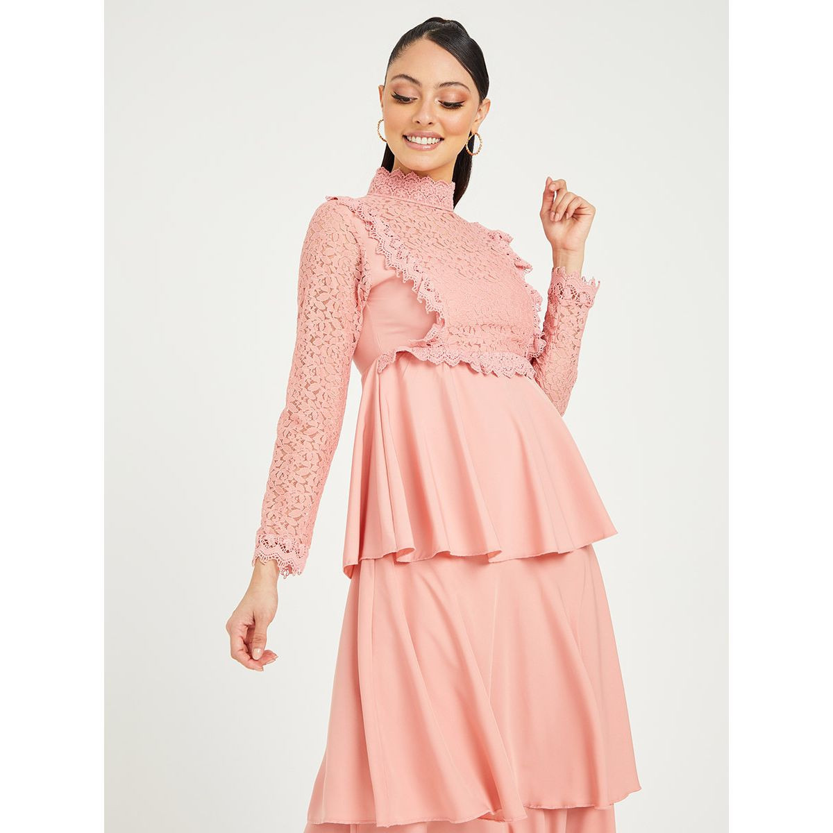 Styli Long Sleeves High Neck Tiered Maxi Dress-women-clothing-dresses-image-2