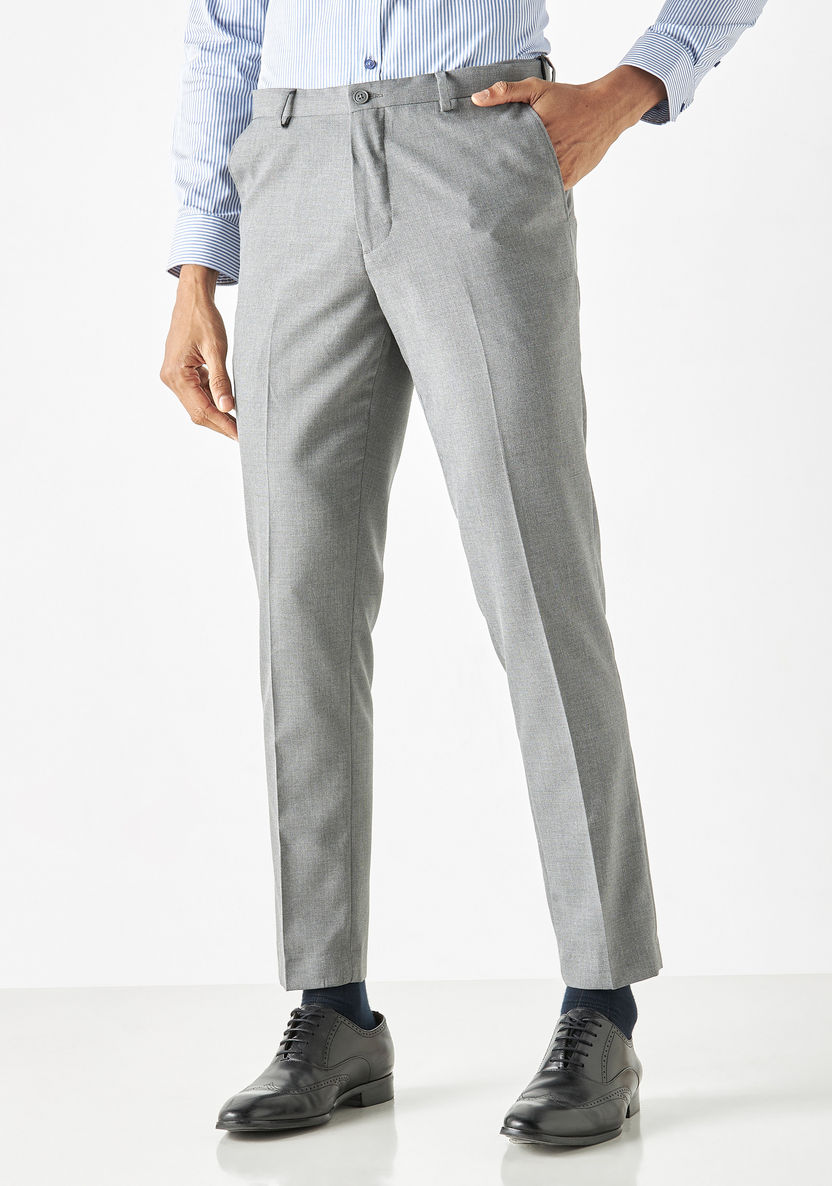 Buy Textured Formal Trousers with Button Closure and Pockets | Splash UAE