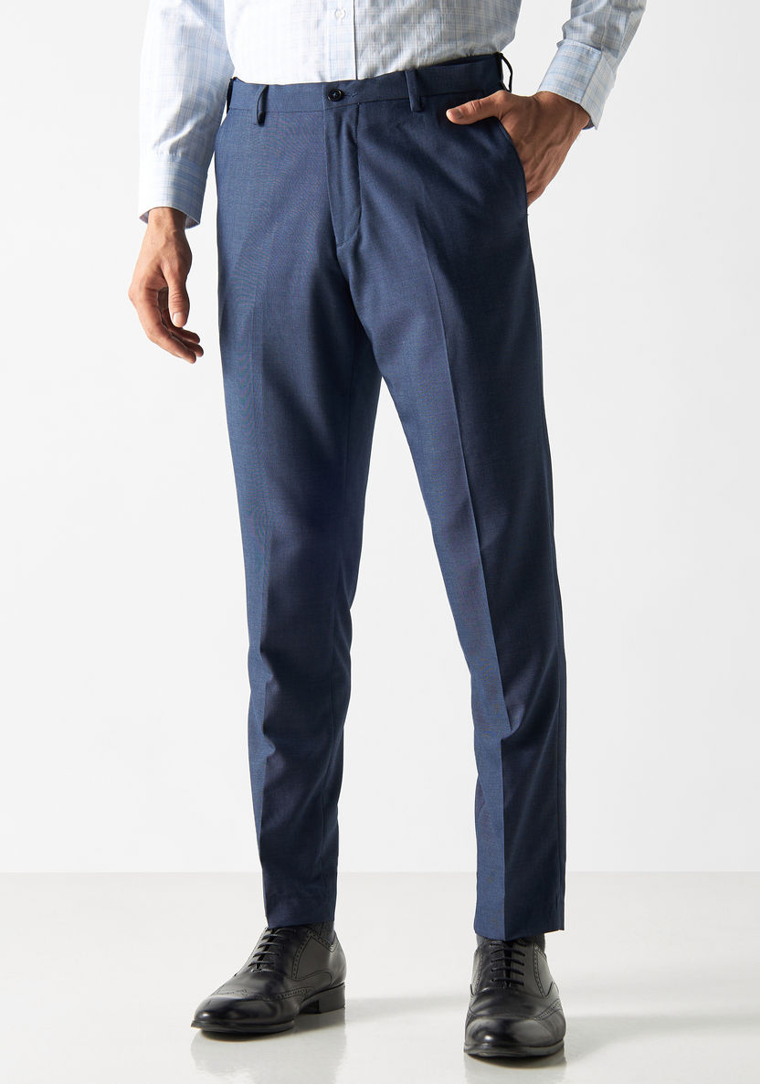 Buy Regular Fit Solid Trousers with Button Closure and Pockets | Splash UAE