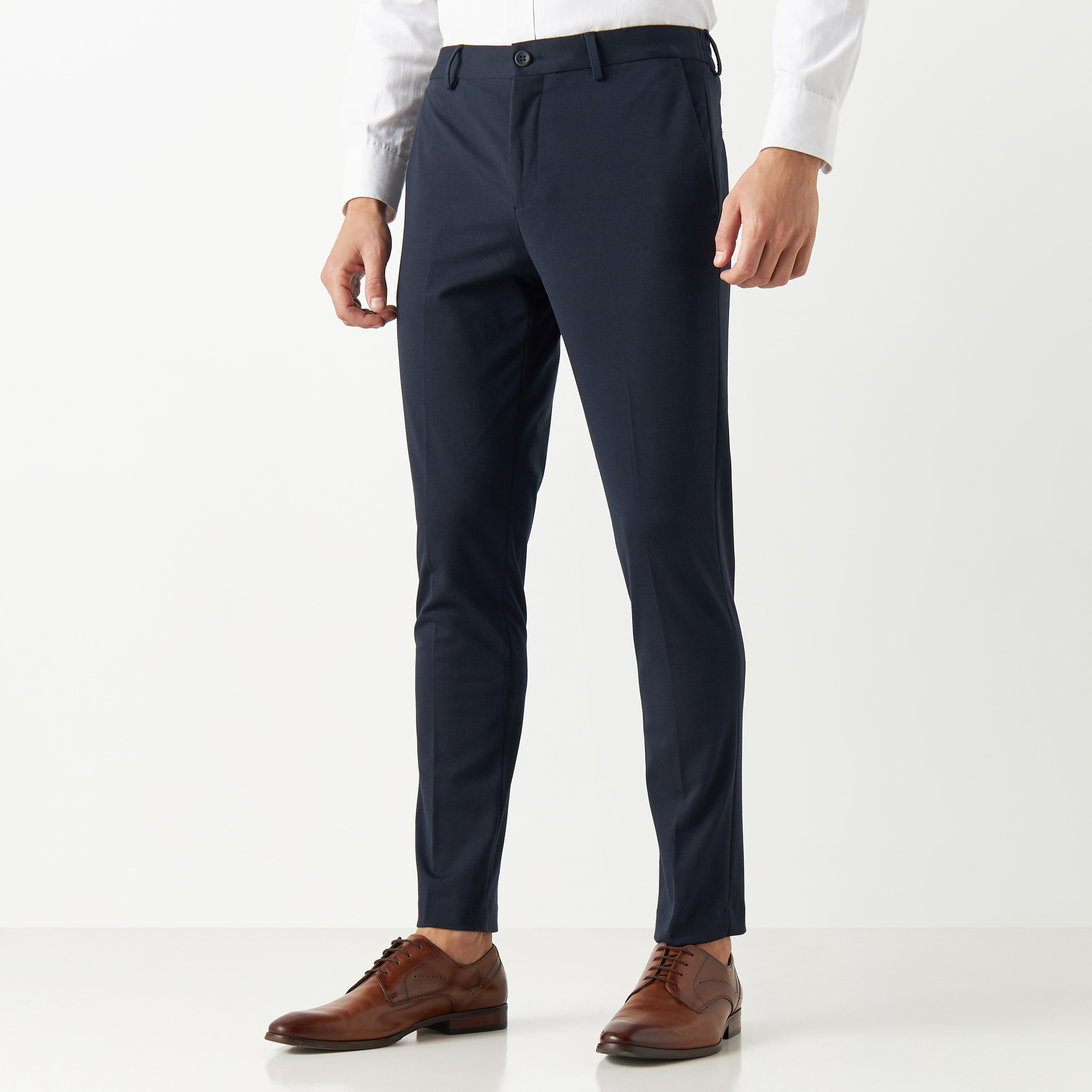 Buy CODE By Lifestyle Men Black Solid Slim Fit Formal Trousers - Trousers  for Men 1752473 | Myntra