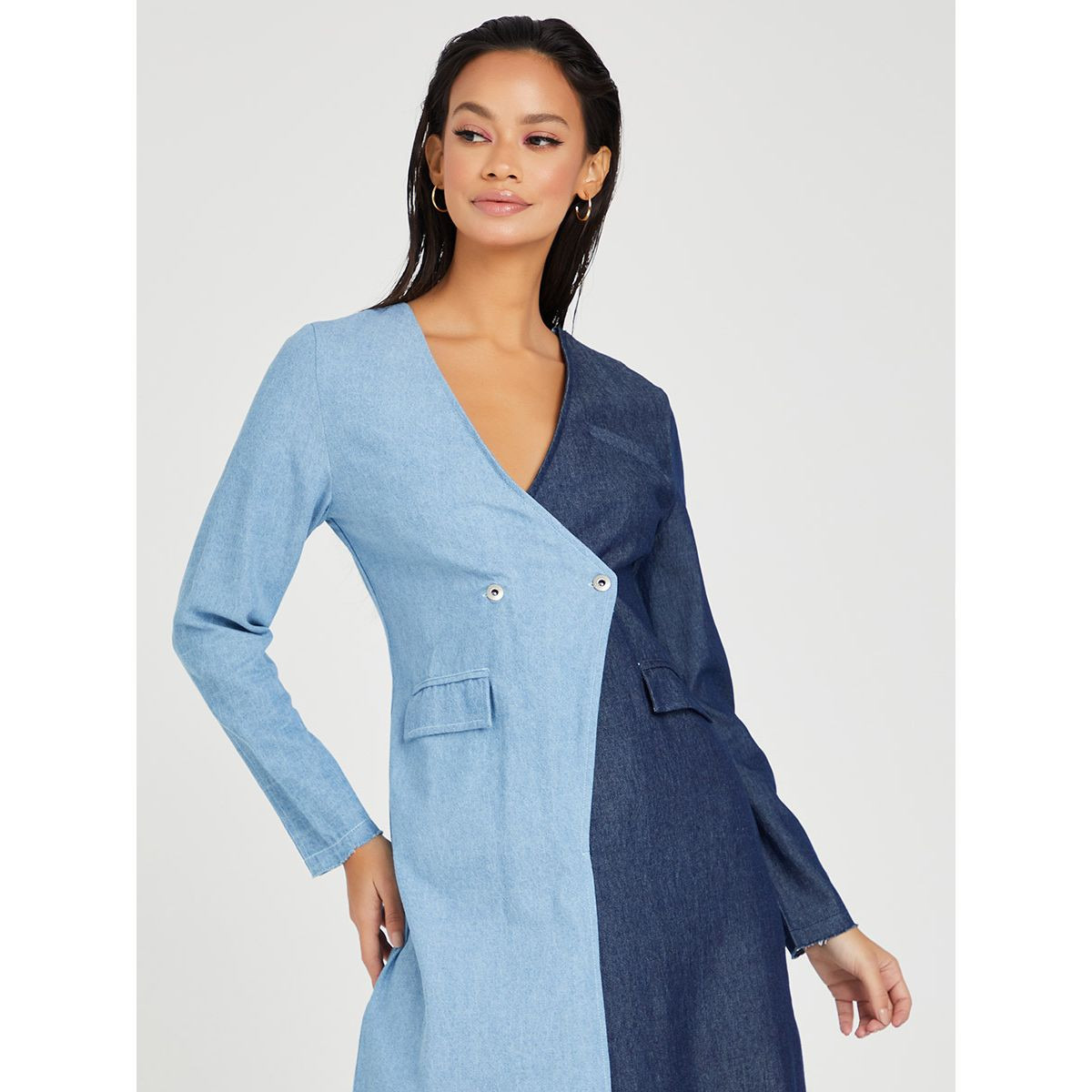 Styli Long Sleeves Colorblock Denim Midi Dress-women-clothing-dresses-image-2