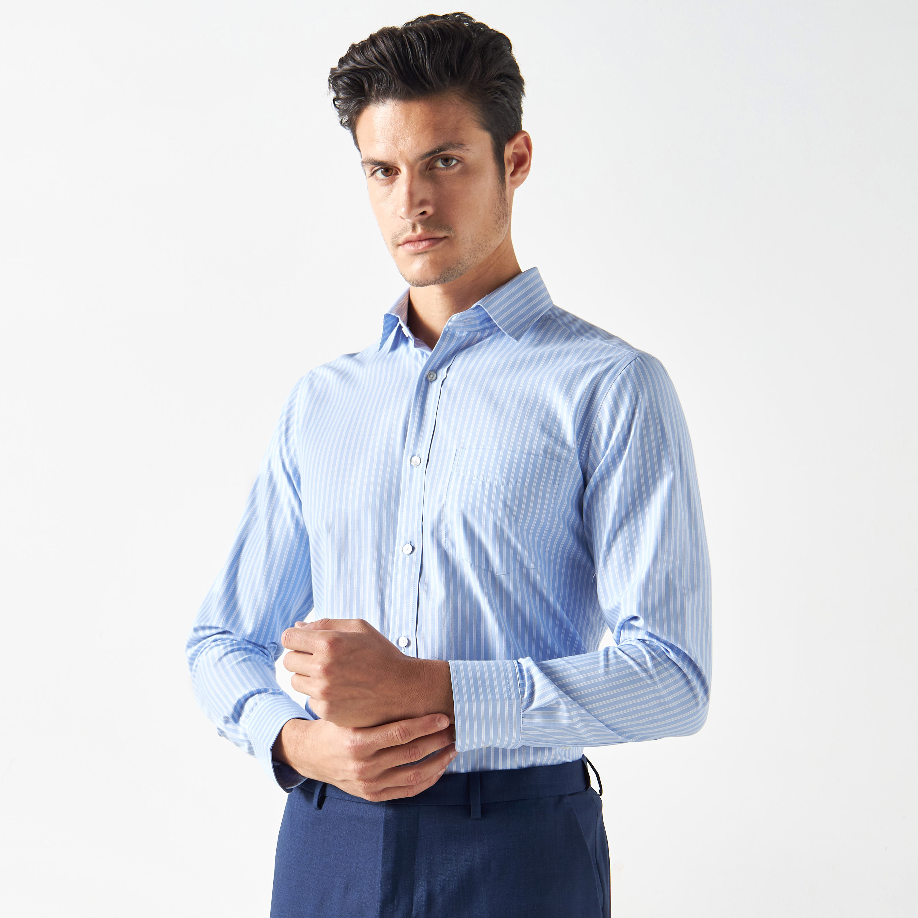 Buy Easy Iron Striped Formal Shirt with Pocket and Long Sleeves Splash KSA