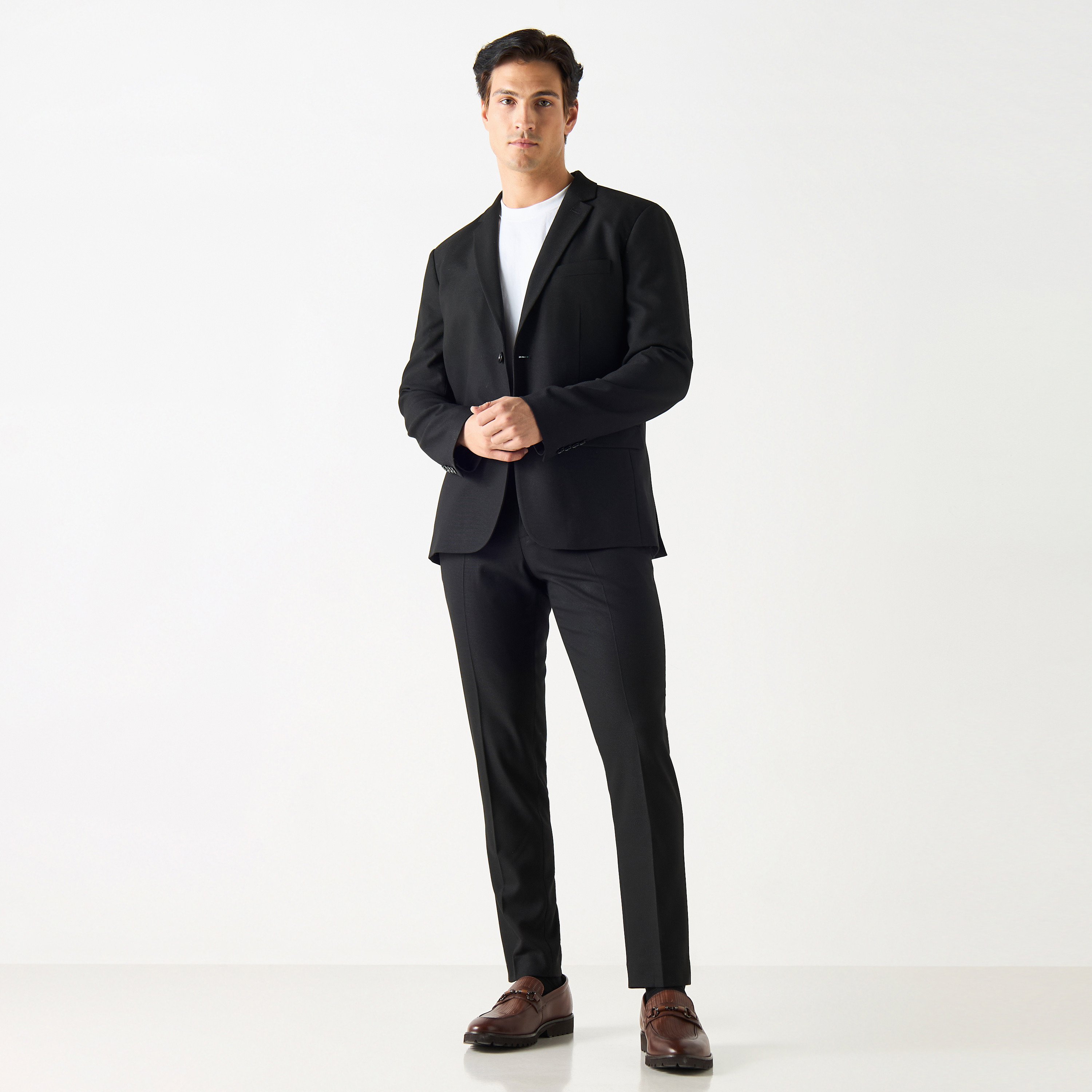 Textured Blazer with Notched Lapel and Long Sleeves-men-clothing-jacketsandblazers-blazers-image-2
