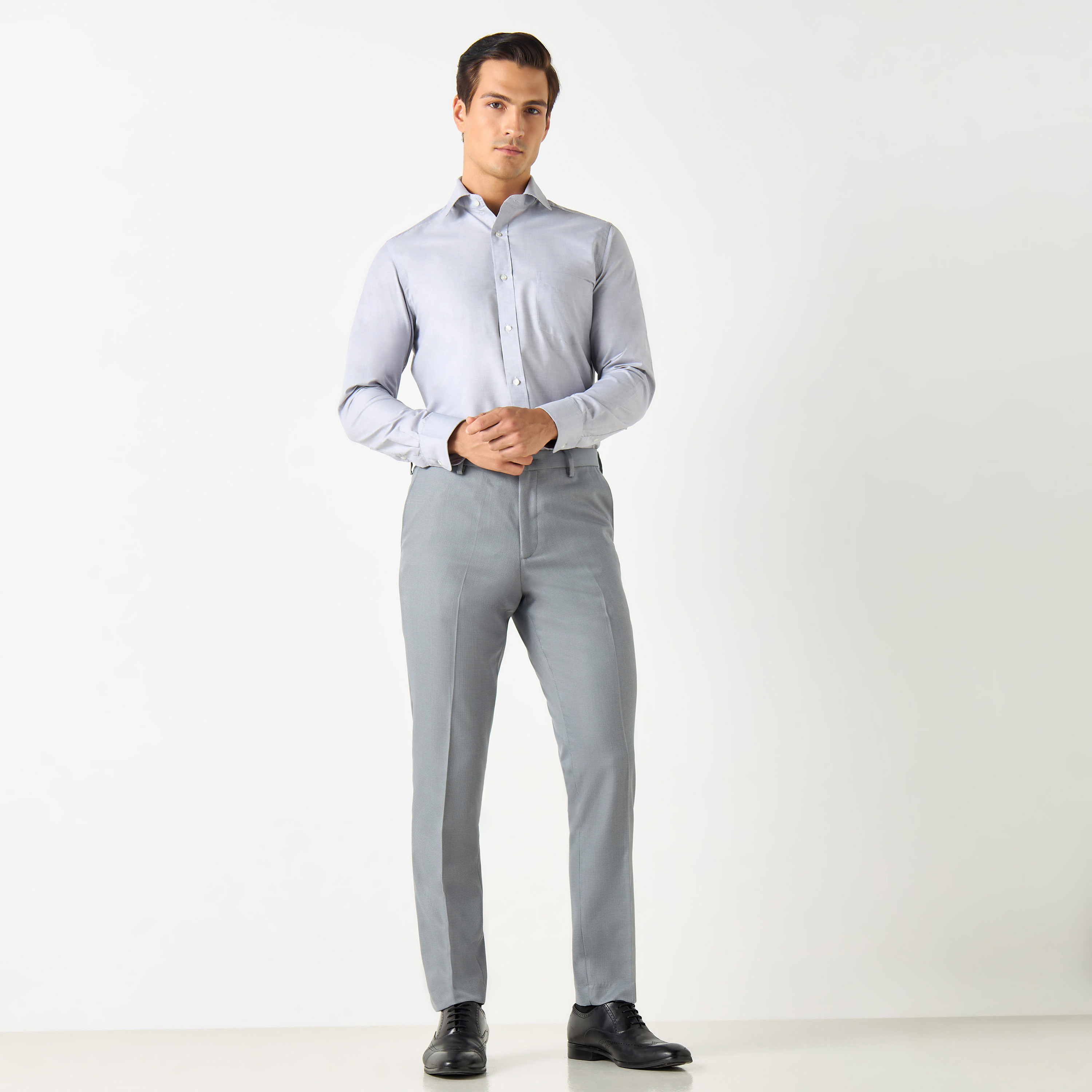 Textured Slim Fit Trousers with Flexi Waist and Pockets-men-clothing-bottoms-trousersandchinos-trousers-image-10