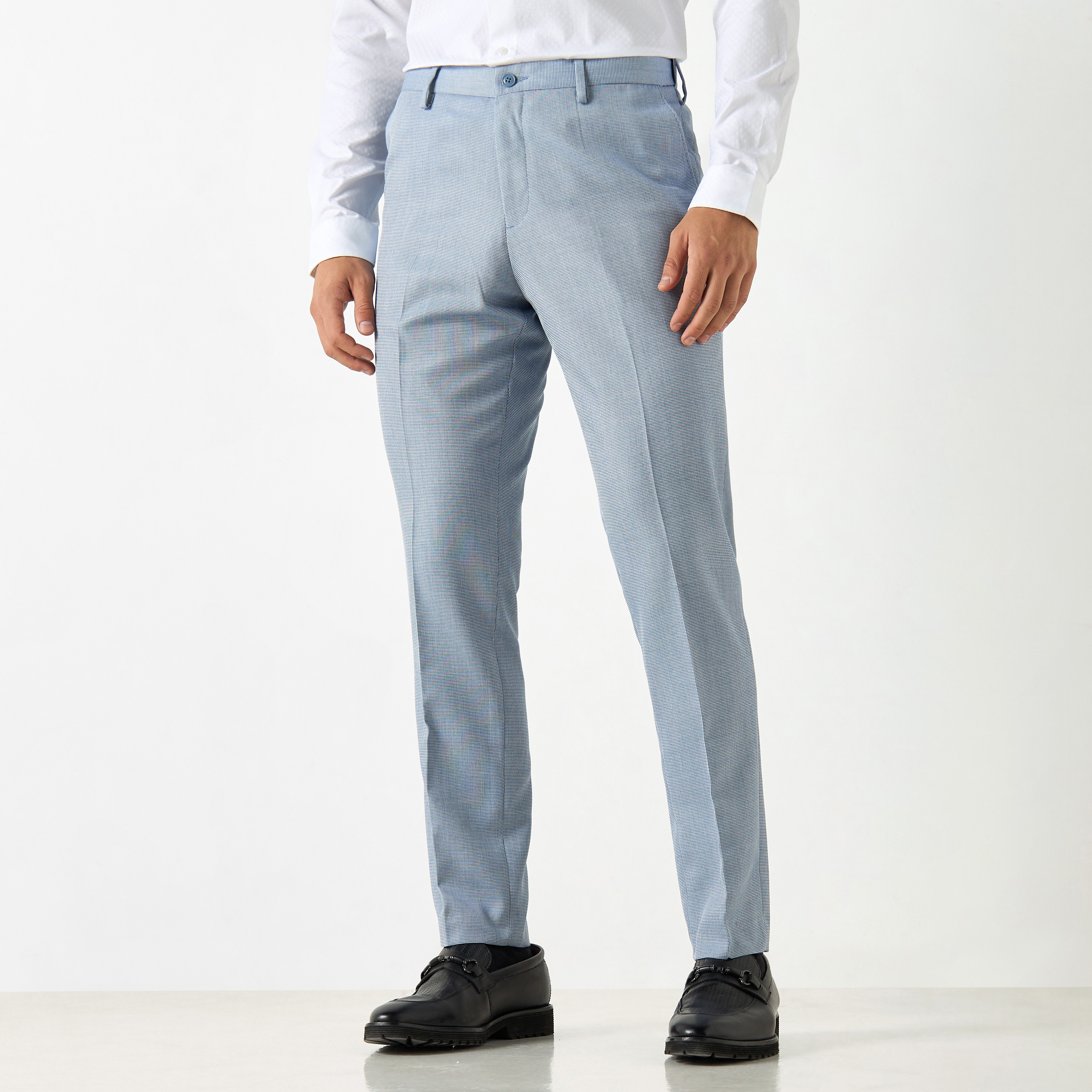 Textured Slim Fit Trousers with Flexi Waist and Pockets-men-clothing-bottoms-trousersandchinos-trousers-image-1