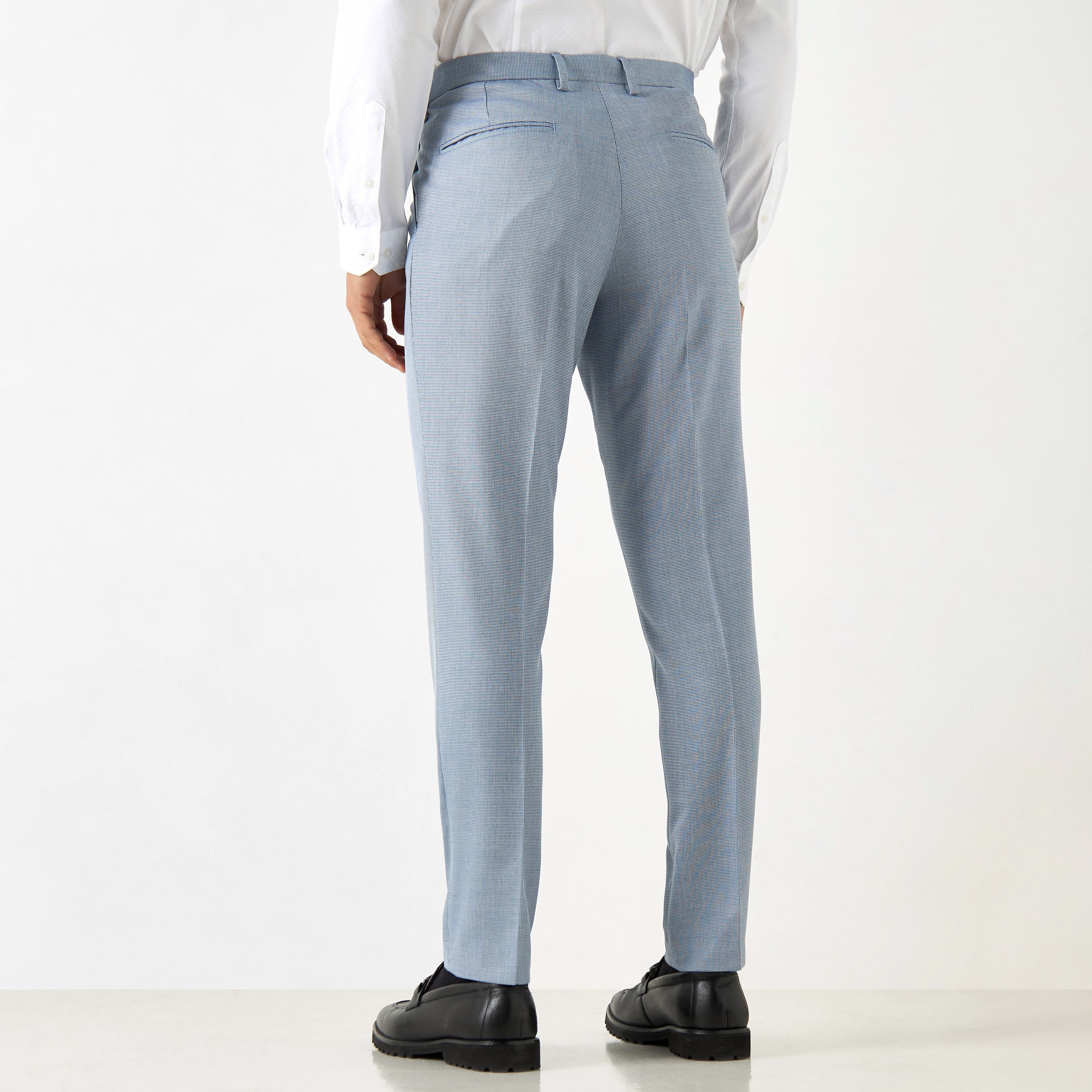 Textured Slim Fit Trousers with Flexi Waist and Pockets-men-clothing-bottoms-trousersandchinos-trousers-image-3