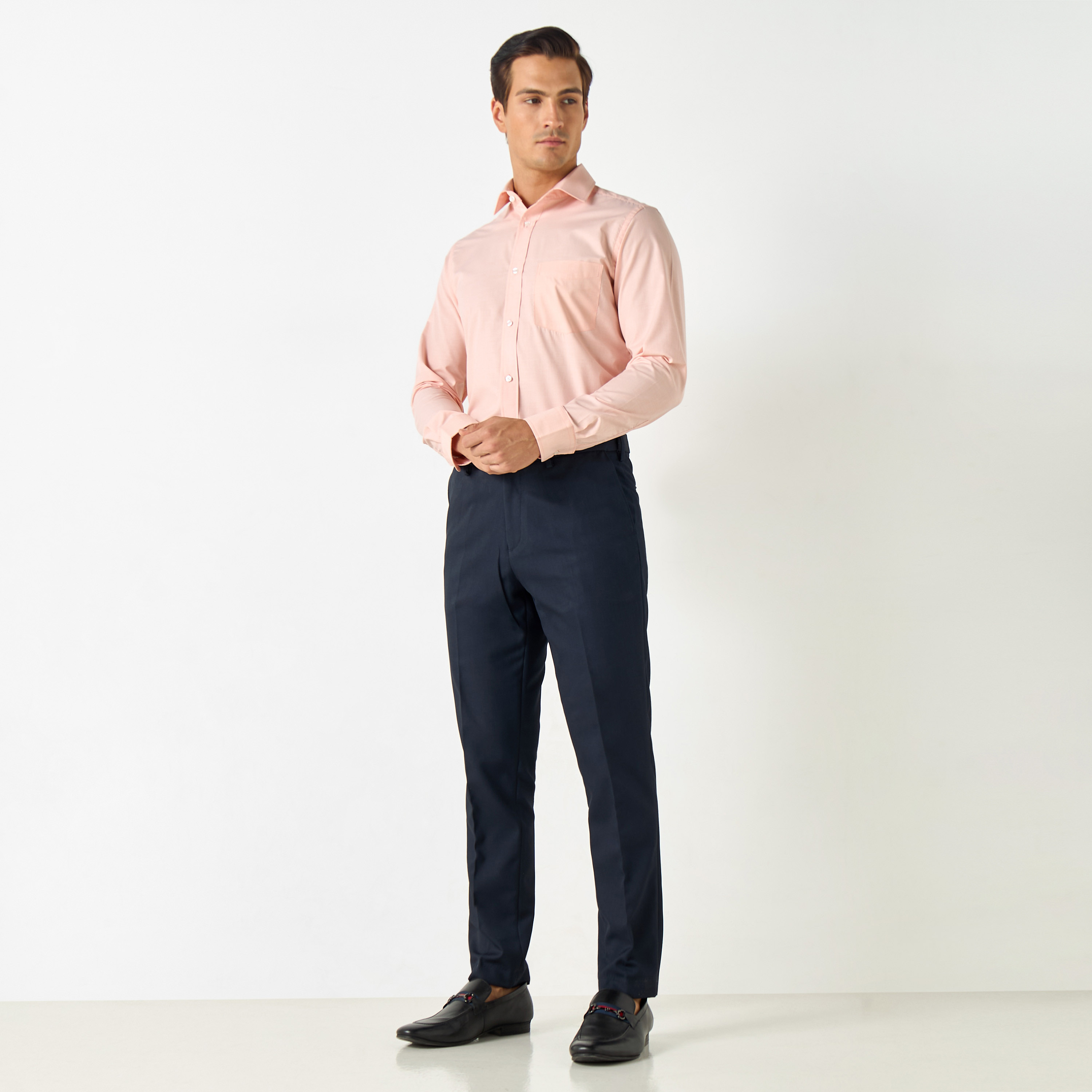 Textured Slim Fit Trousers with Flexi Waist and Pockets-men-clothing-bottoms-trousersandchinos-trousers-image-6