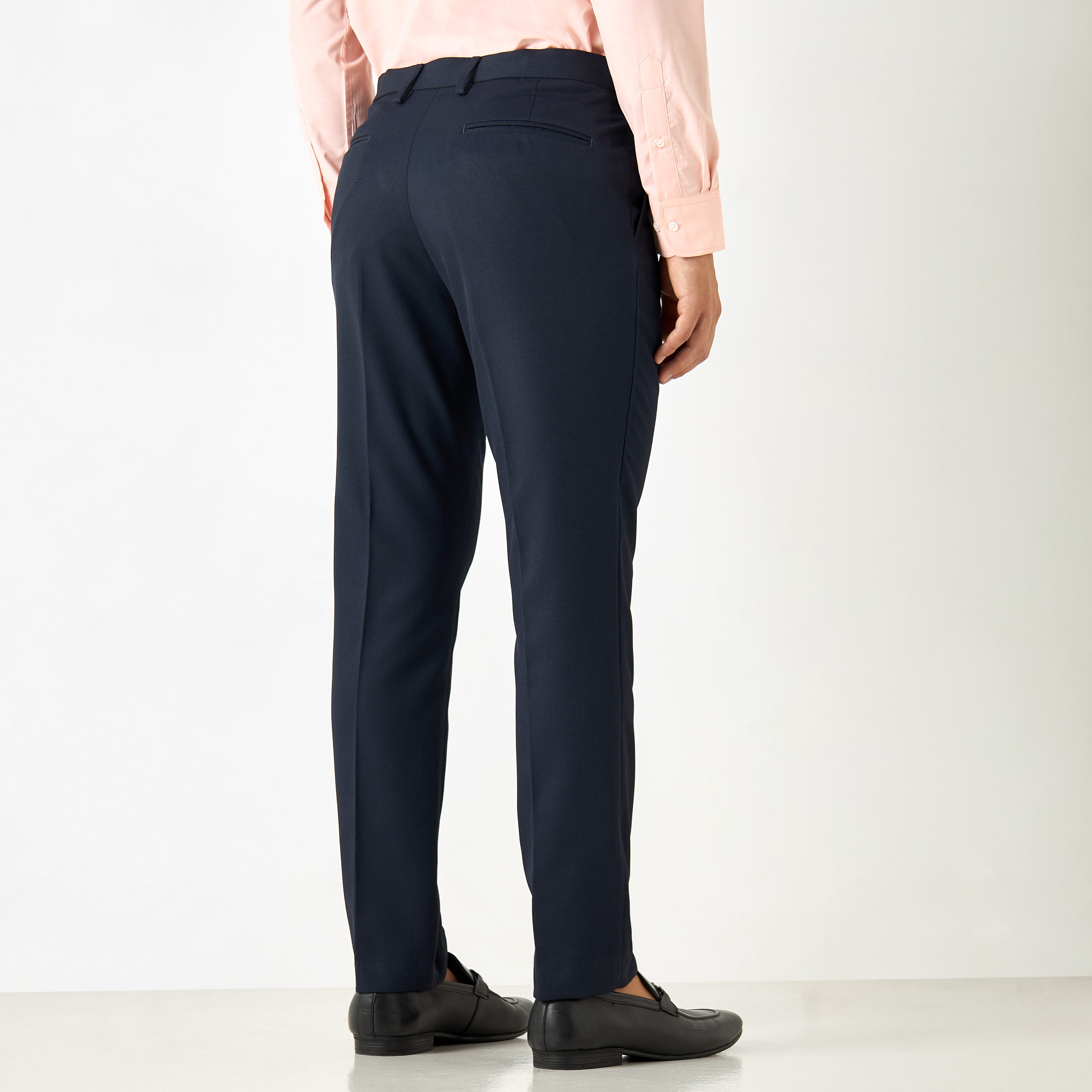 Textured Slim Fit Trousers with Flexi Waist and Pockets-men-clothing-bottoms-trousersandchinos-trousers-image-7