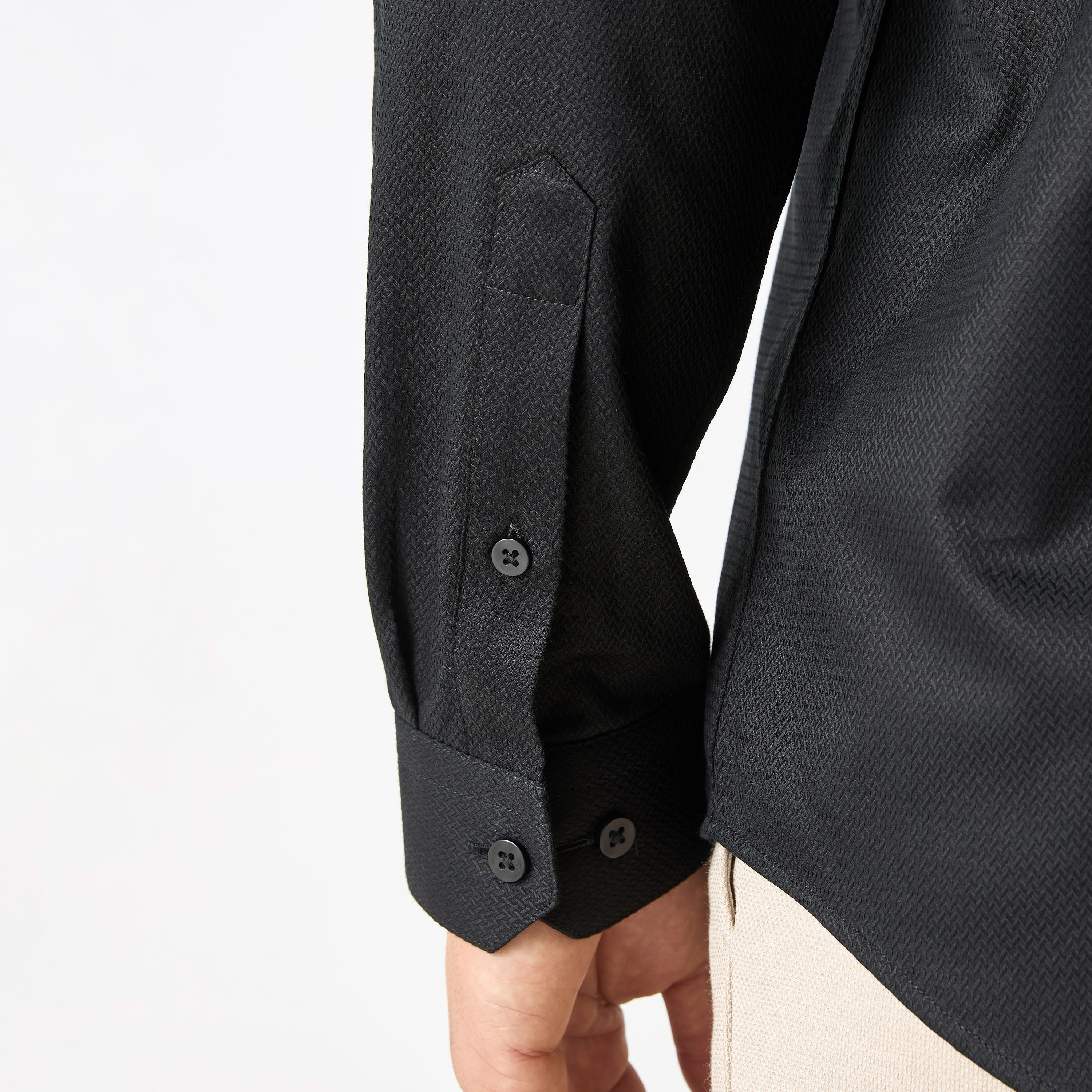 Regular Fit Textured Shirt with Collar and Long Sleeves-men-clothing-shirts-image-15