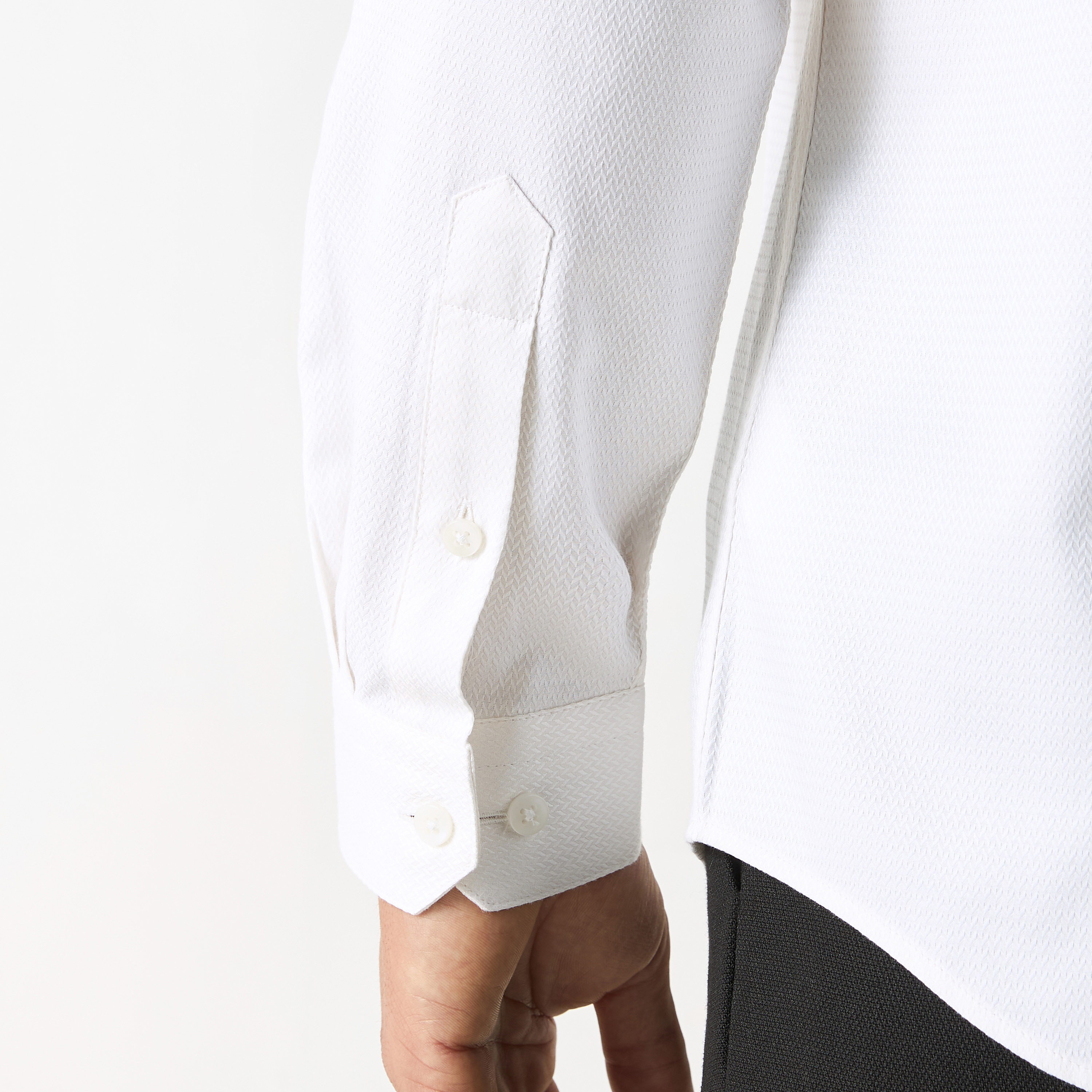 Regular Fit Textured Shirt with Collar and Long Sleeves-men-clothing-shirts-image-10
