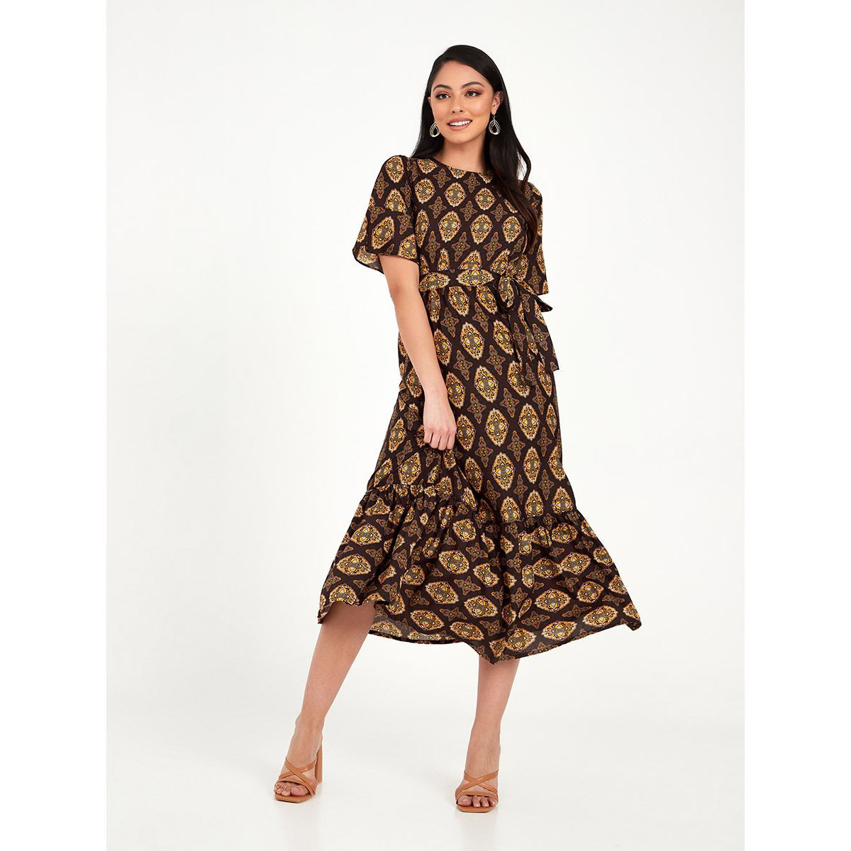 فستان ميدي باكمام قصيرة-women-clothing-dresses-image-1