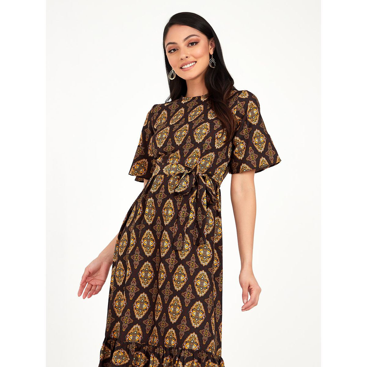 Styli Short Sleeves Abstract Print A-Line Midi Dress-women-clothing-dresses-image-2