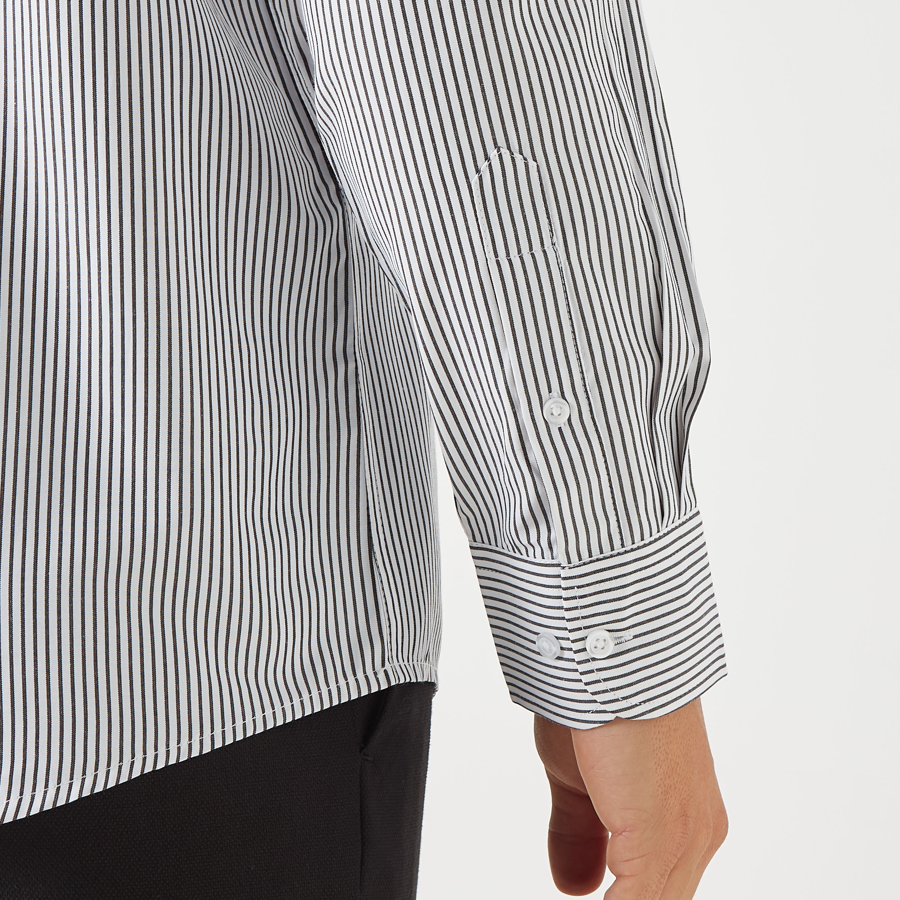 Regular Fit Striped Shirt with Chest Pocket and Long Sleeves-men-clothing-shirts-image-5
