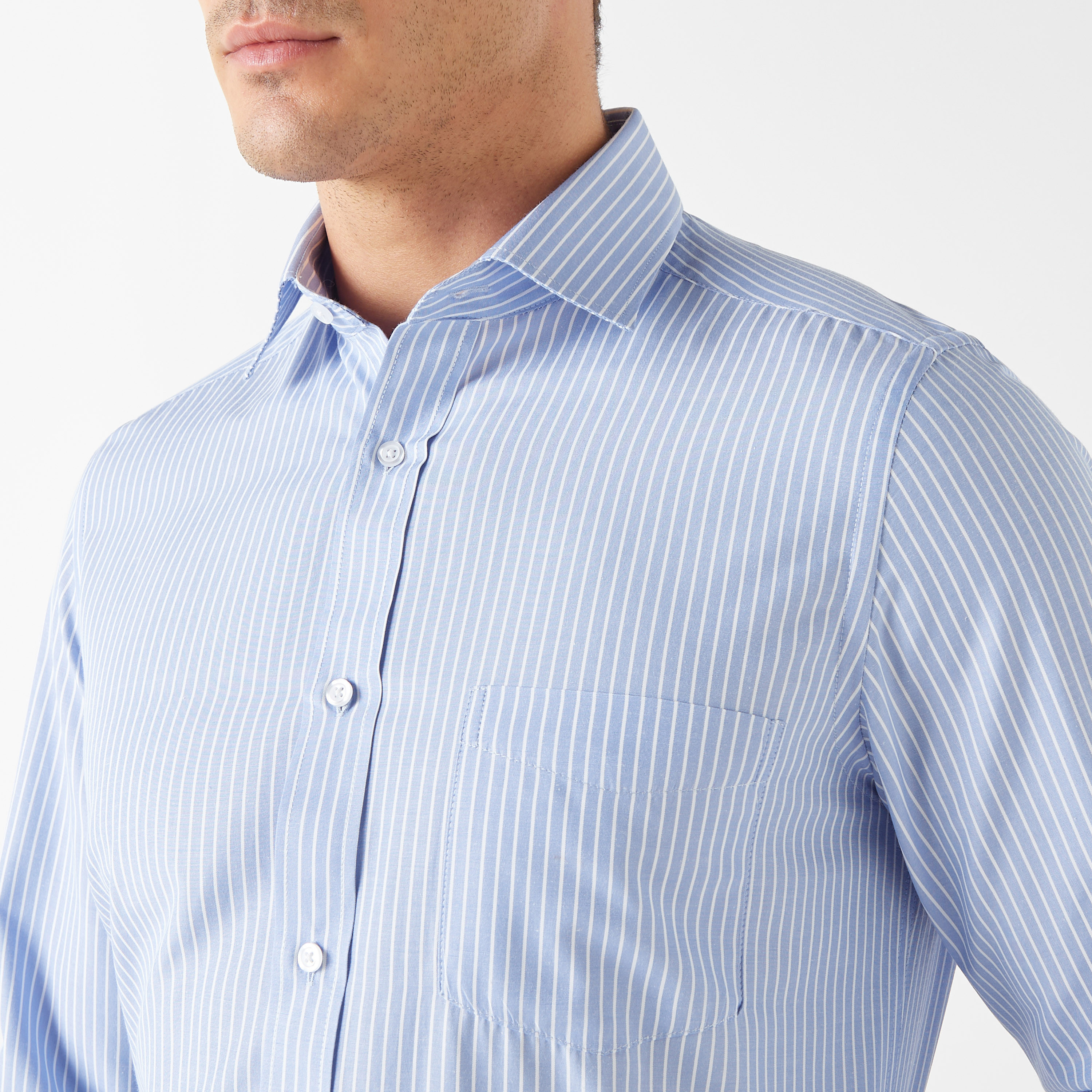 Regular Fit Striped Shirt with Chest Pocket and Long Sleeves-men-clothing-shirts-image-4