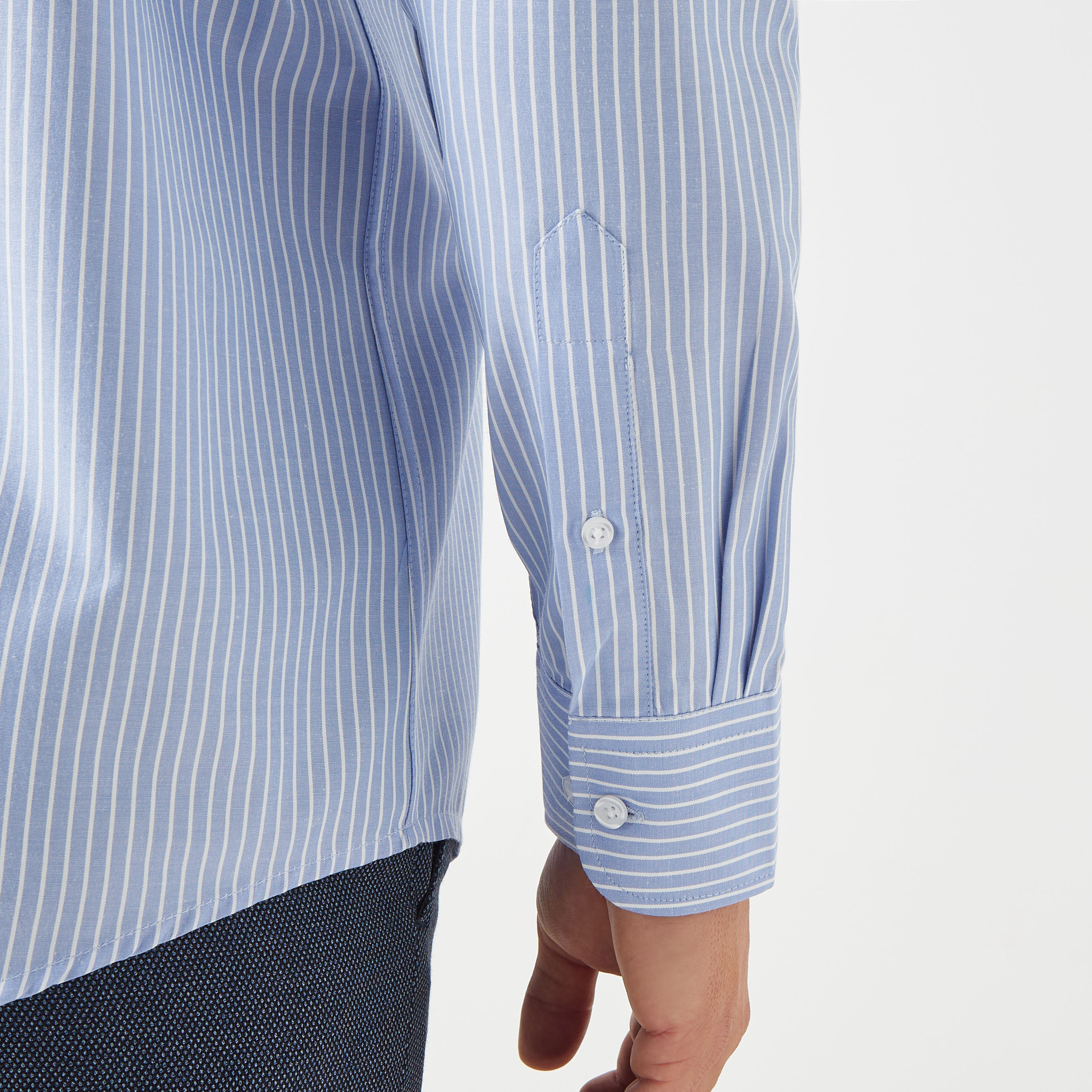 Regular Fit Striped Shirt with Chest Pocket and Long Sleeves-men-clothing-shirts-image-5