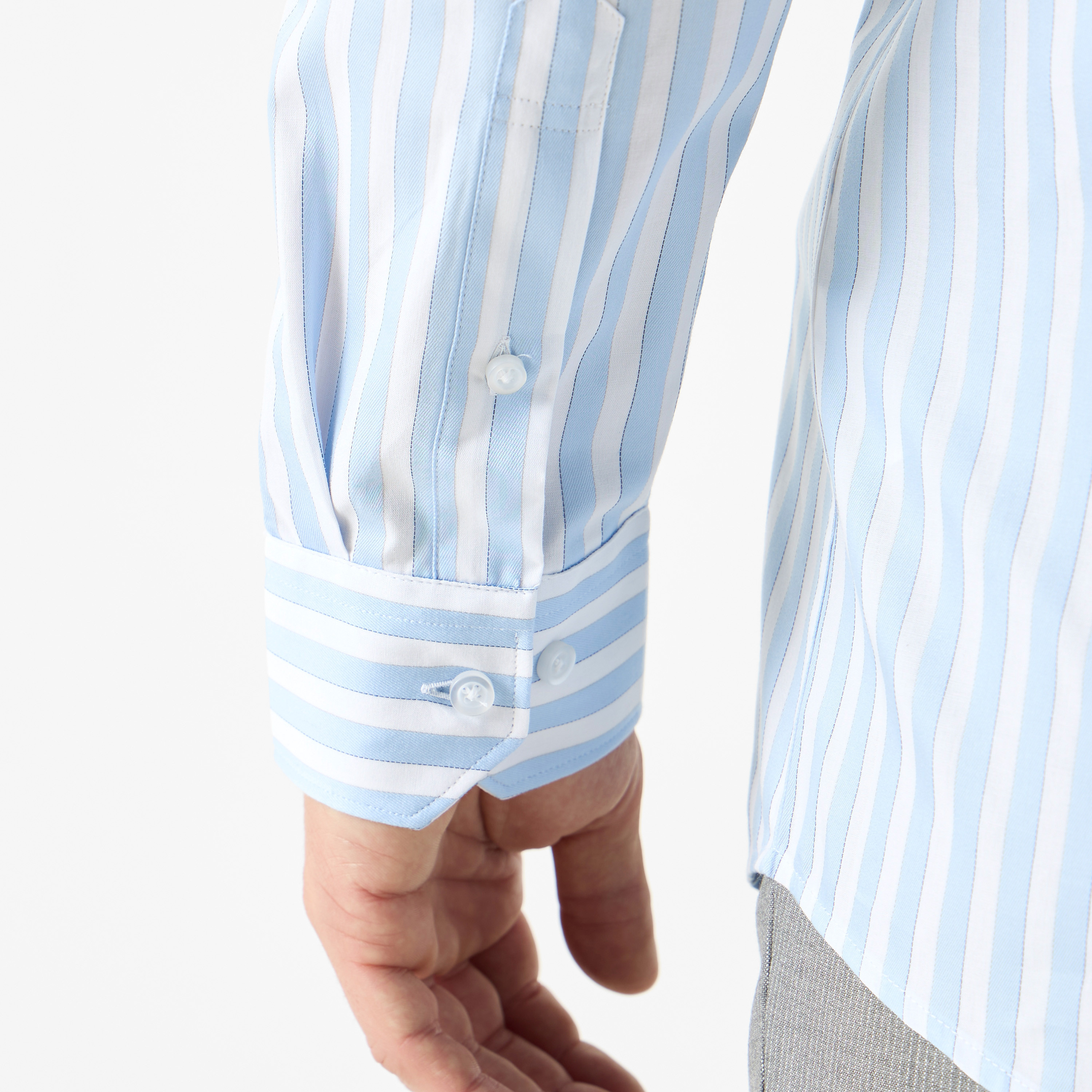 Regular Fit Striped Collared Shirt with Long Sleeves-men-clothing-shirts-image-5
