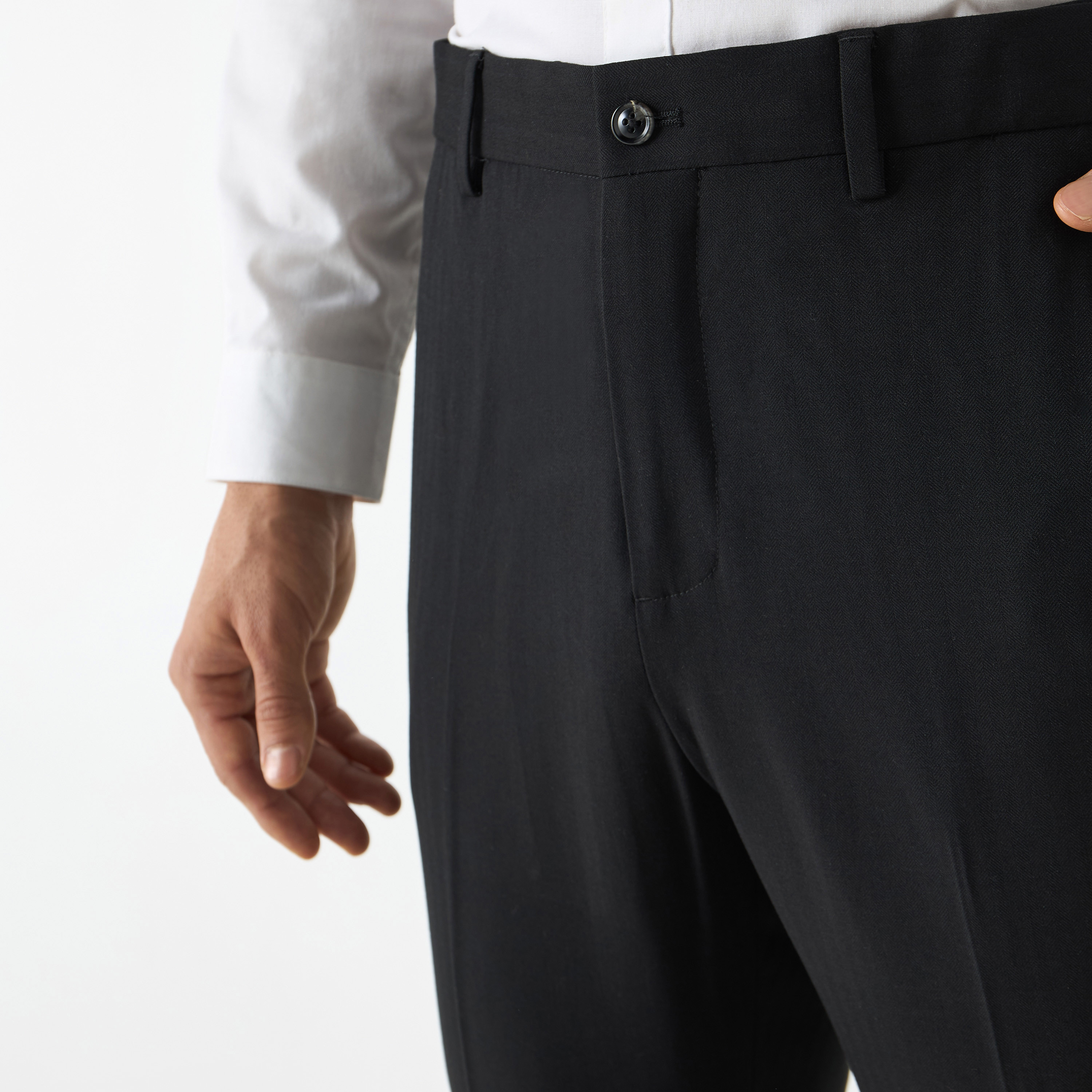Slim Fit Formal Trousers with Pockets-men-clothing-bottoms-trousersandchinos-trousers-image-4