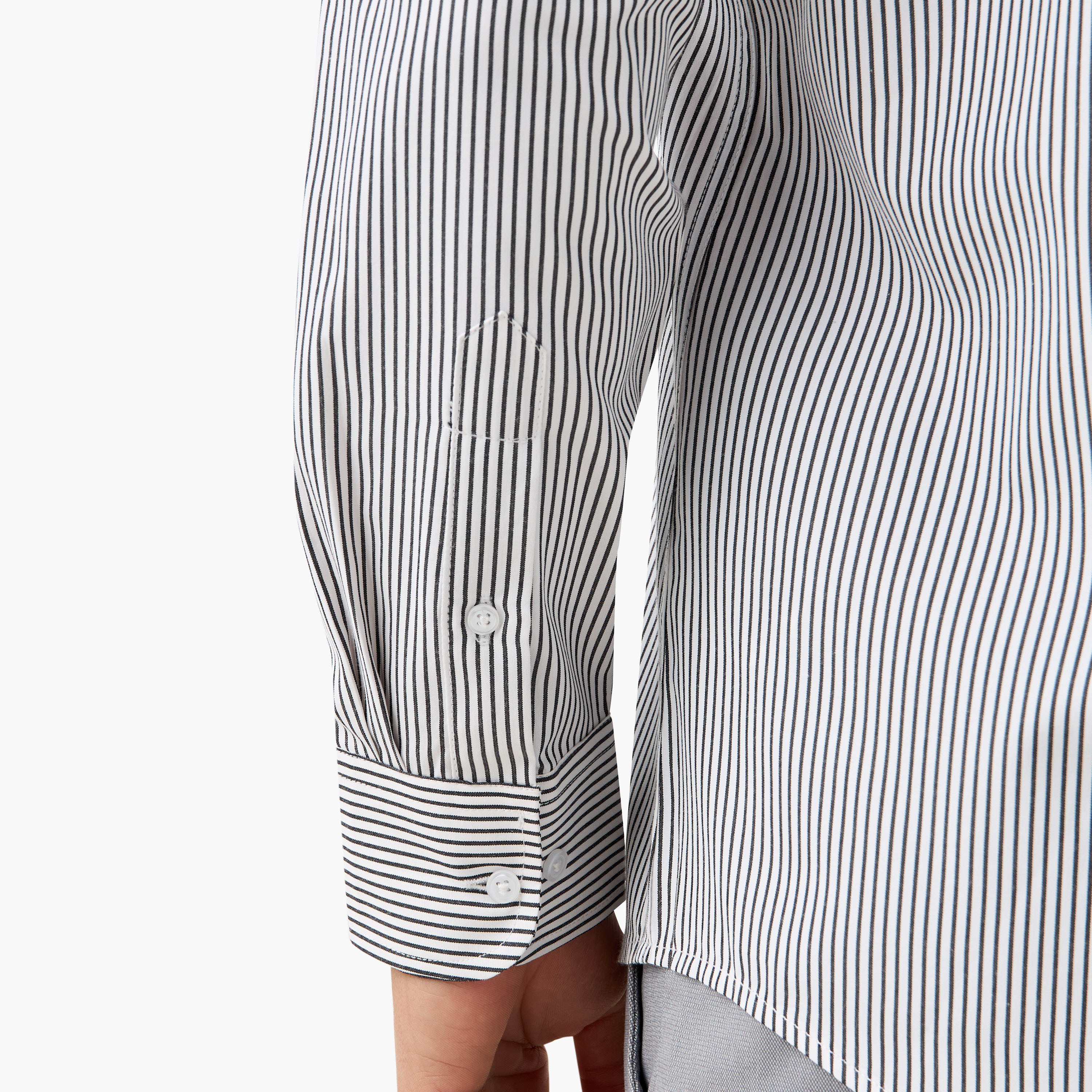 Regular Fit Striped Shirt with Chest Pocket and Long Sleeves-men-clothing-shirts-image-6