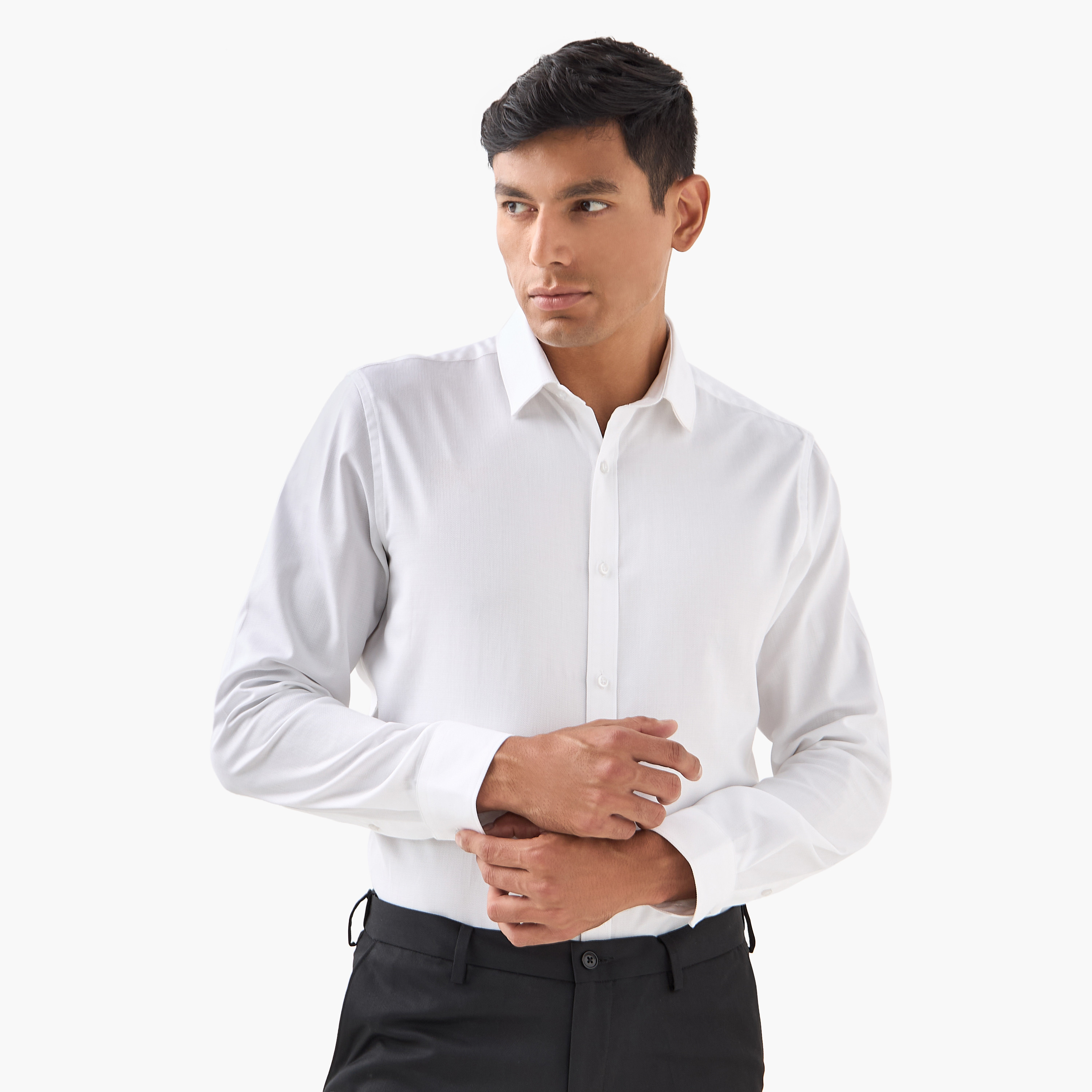 Regular Fit Shirt with Collar and Long Sleeves-men-clothing-shirts-image-1