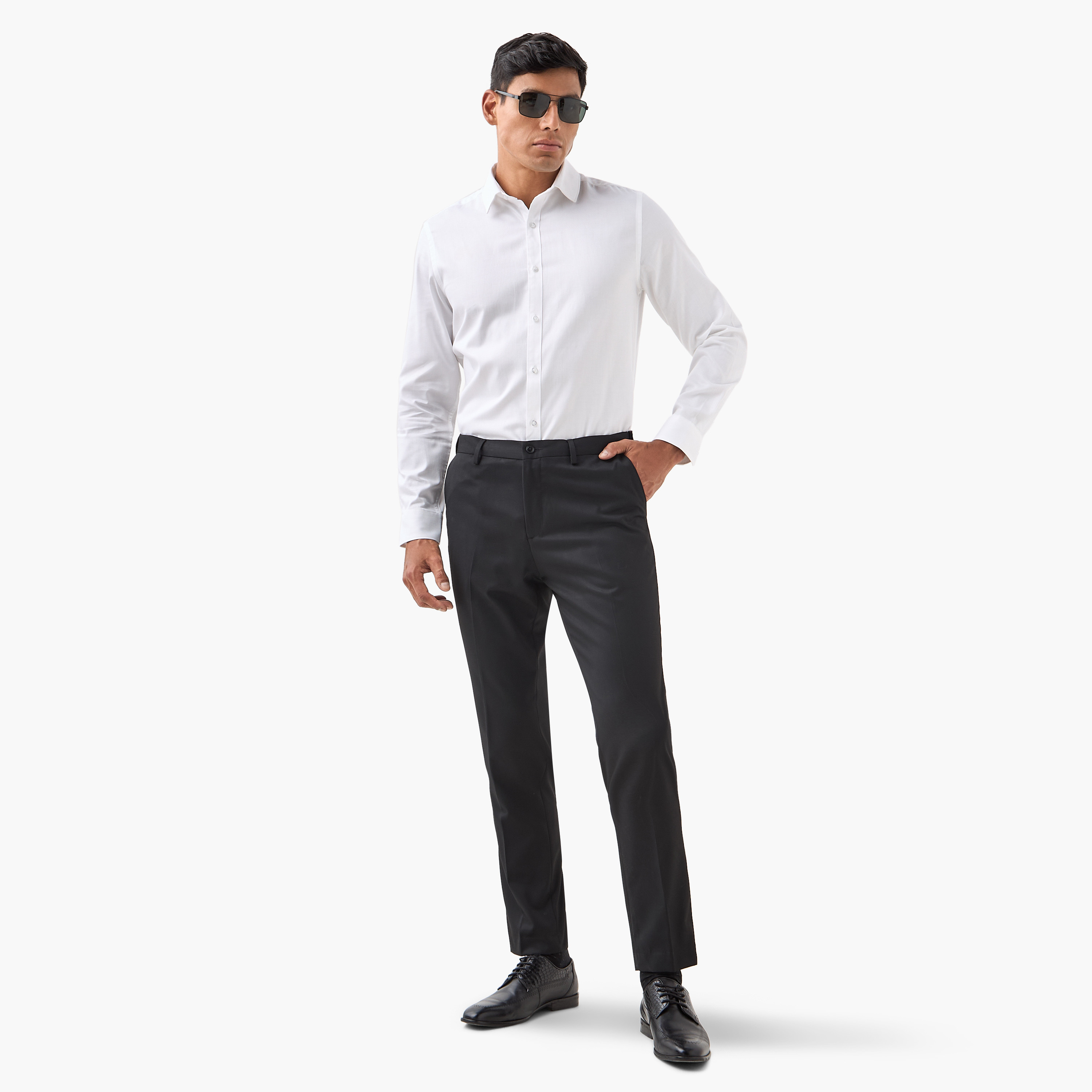 Regular Fit Shirt with Collar and Long Sleeves-men-clothing-shirts-image-2