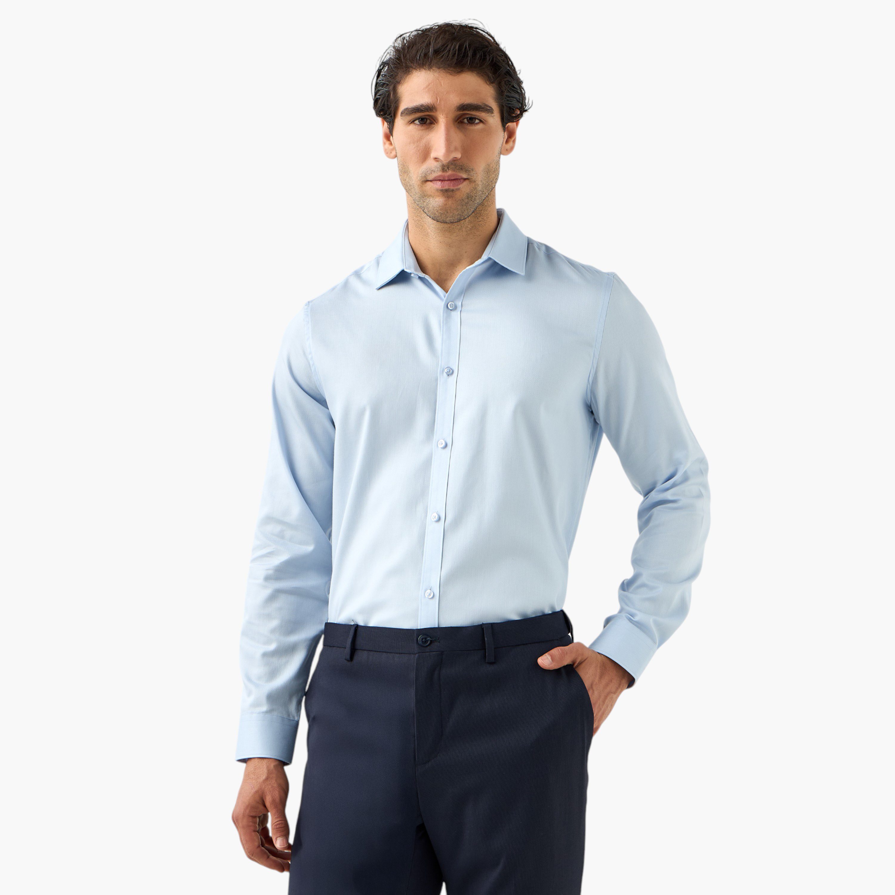 Regular Fit Shirt with Collar and Long Sleeves-men-clothing-shirts-image-13