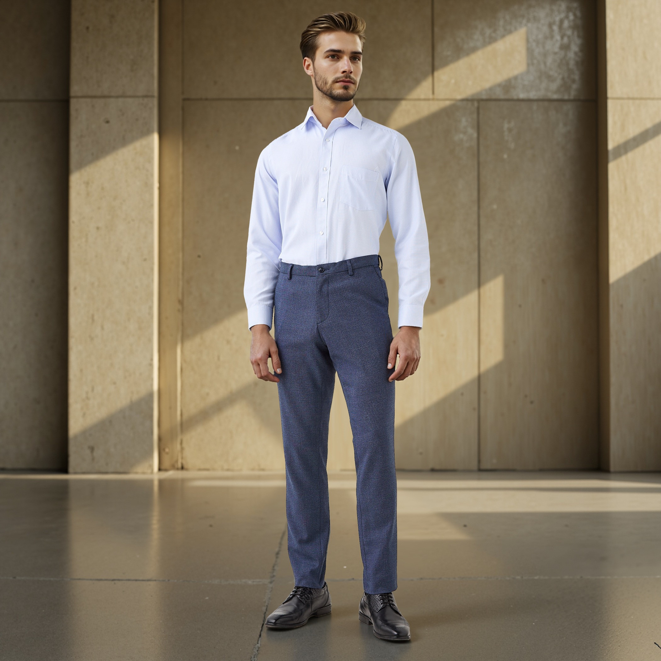 قميص كاروهات بقصة عادية وياقة وجيب على الصدر-men-clothing-shirts-image-2